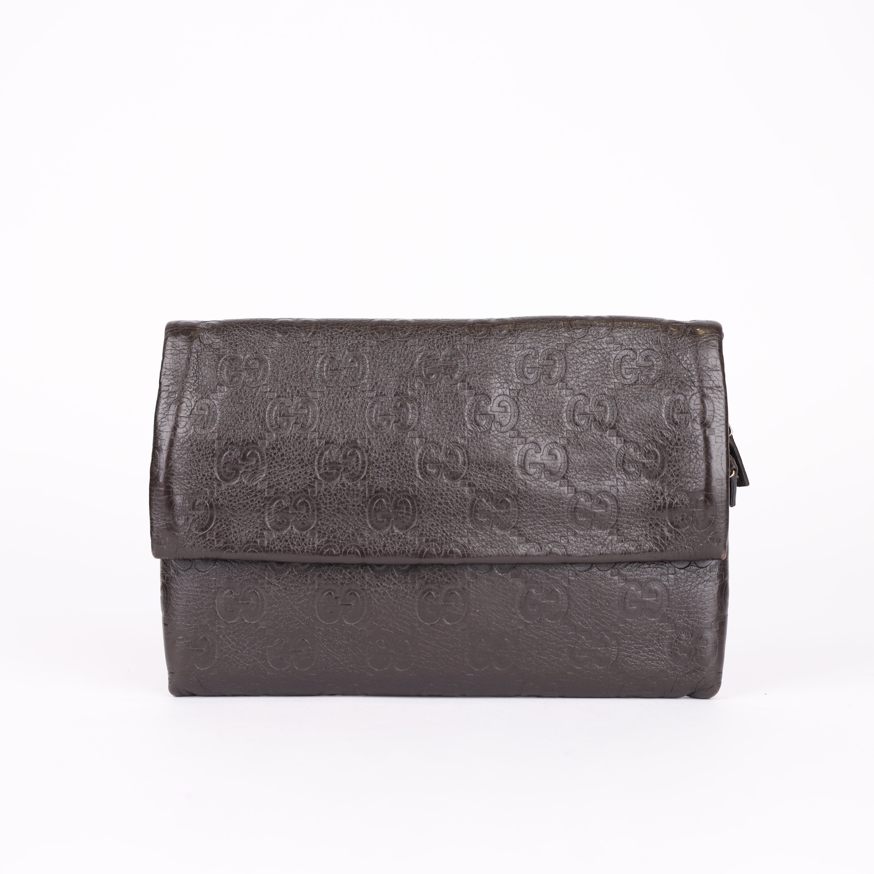 Gucci GG Shima Leather Wallet Dark Brown- Pre Owned