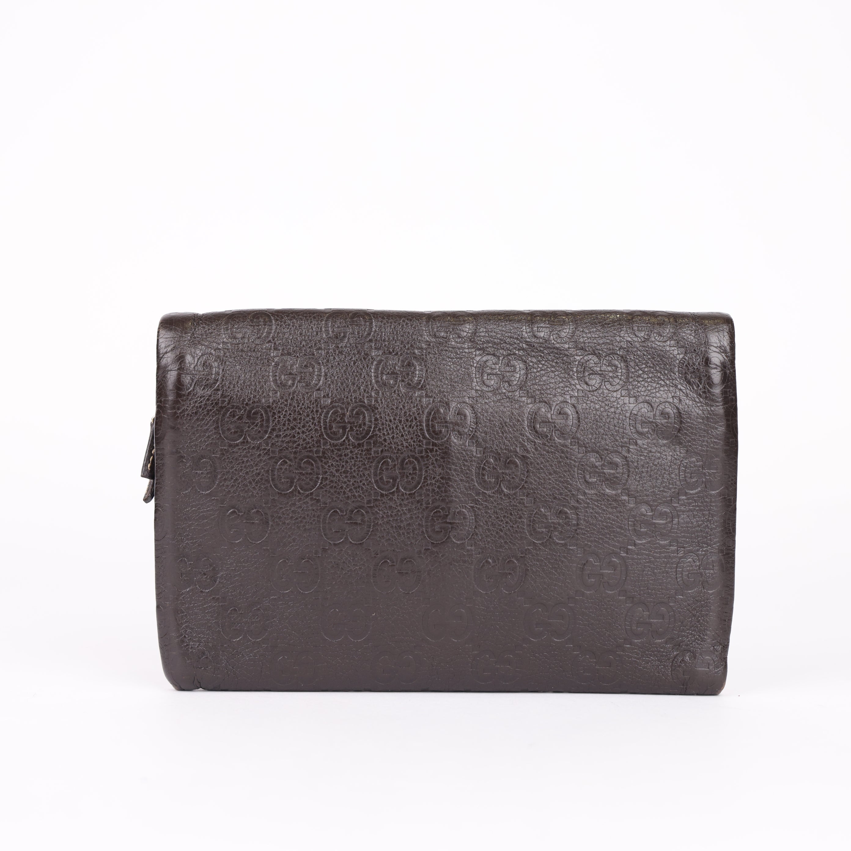 Gucci GG Shima Leather Wallet Dark Brown- Pre Owned