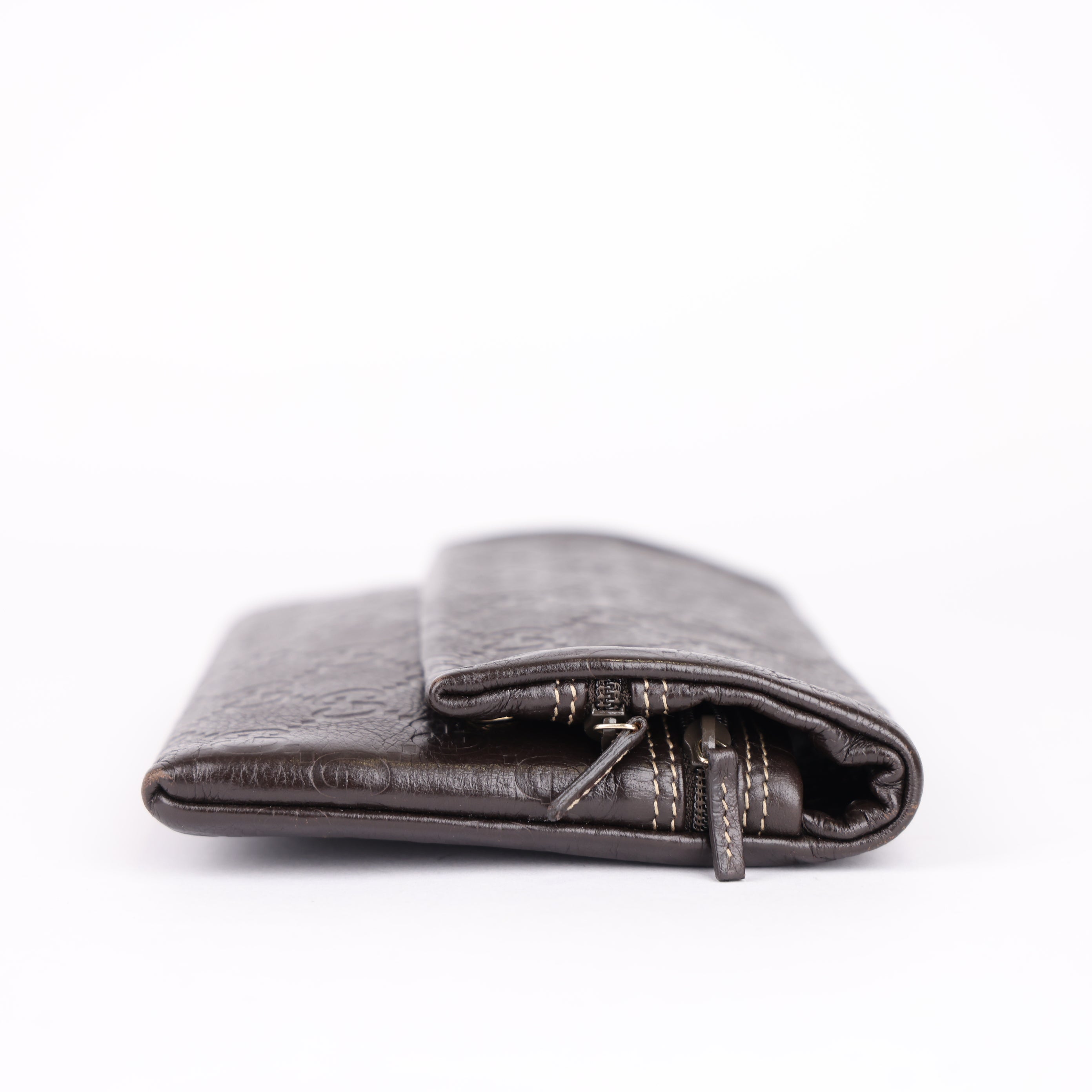 Gucci GG Shima Leather Wallet Dark Brown- Pre Owned