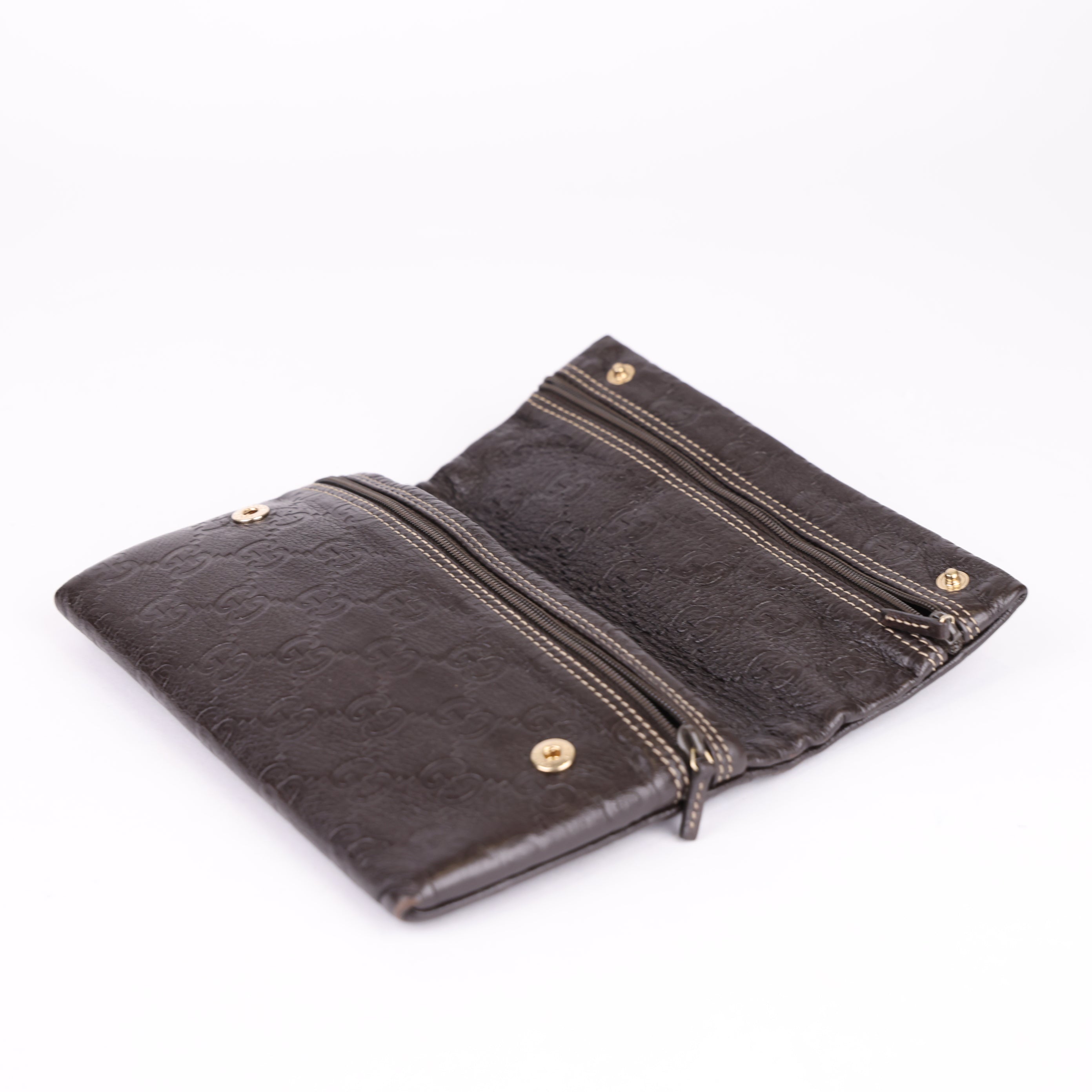 Gucci GG Shima Leather Wallet Dark Brown- Pre Owned