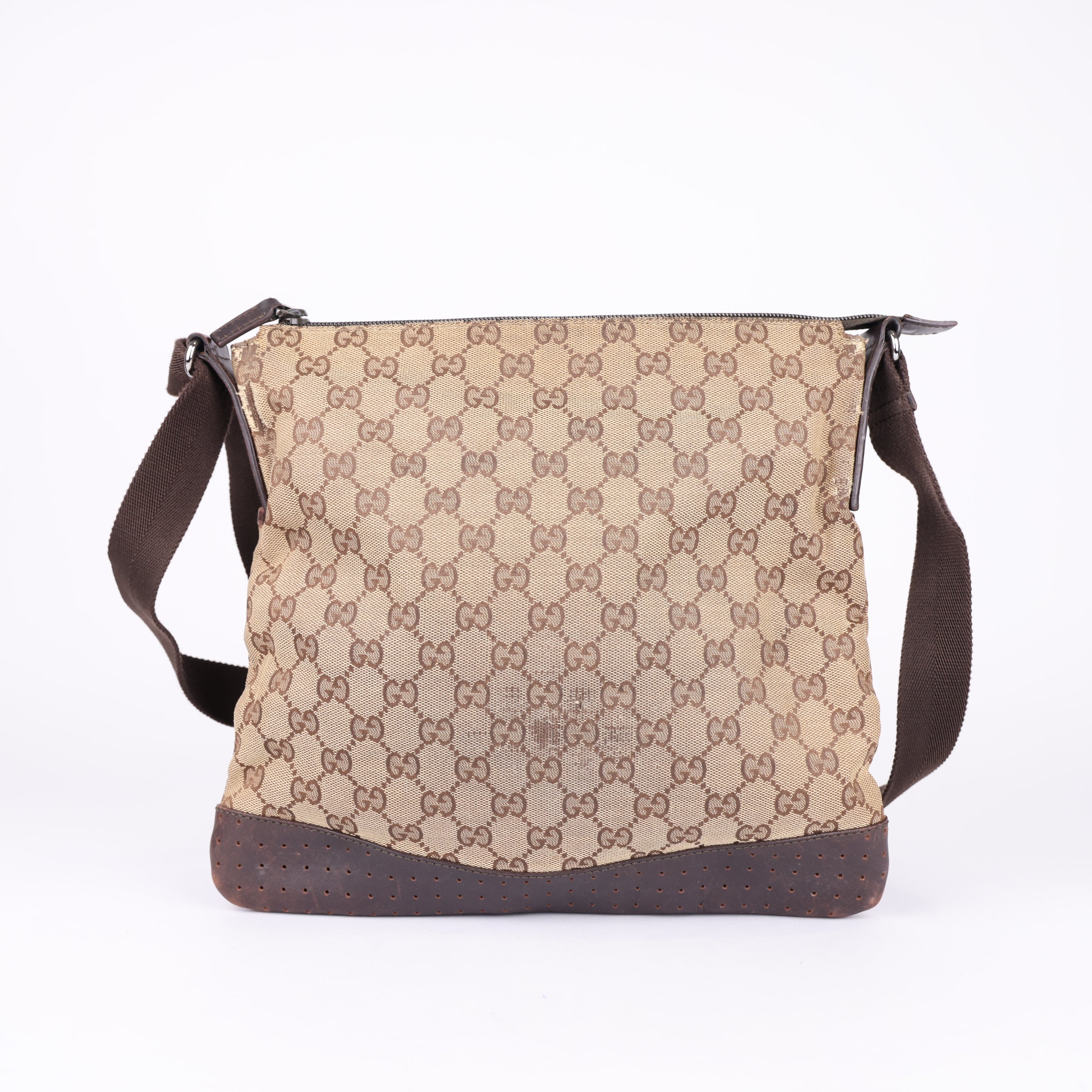 J0776 Gucci GG Canvas Abbey Brown Crossbody Bags- Pre Owned