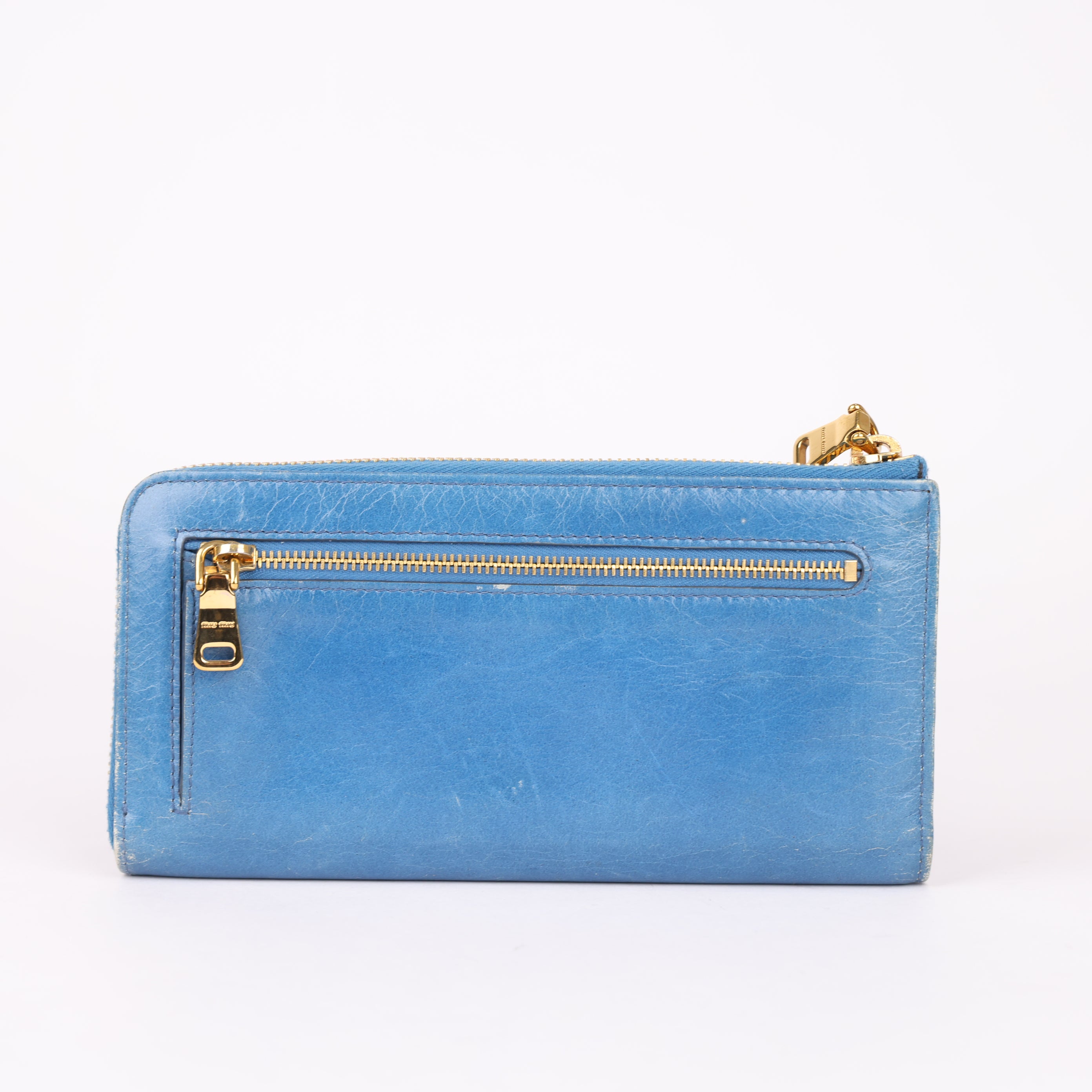 Miu Miu  bow detail blue long wallet- Pre Owned