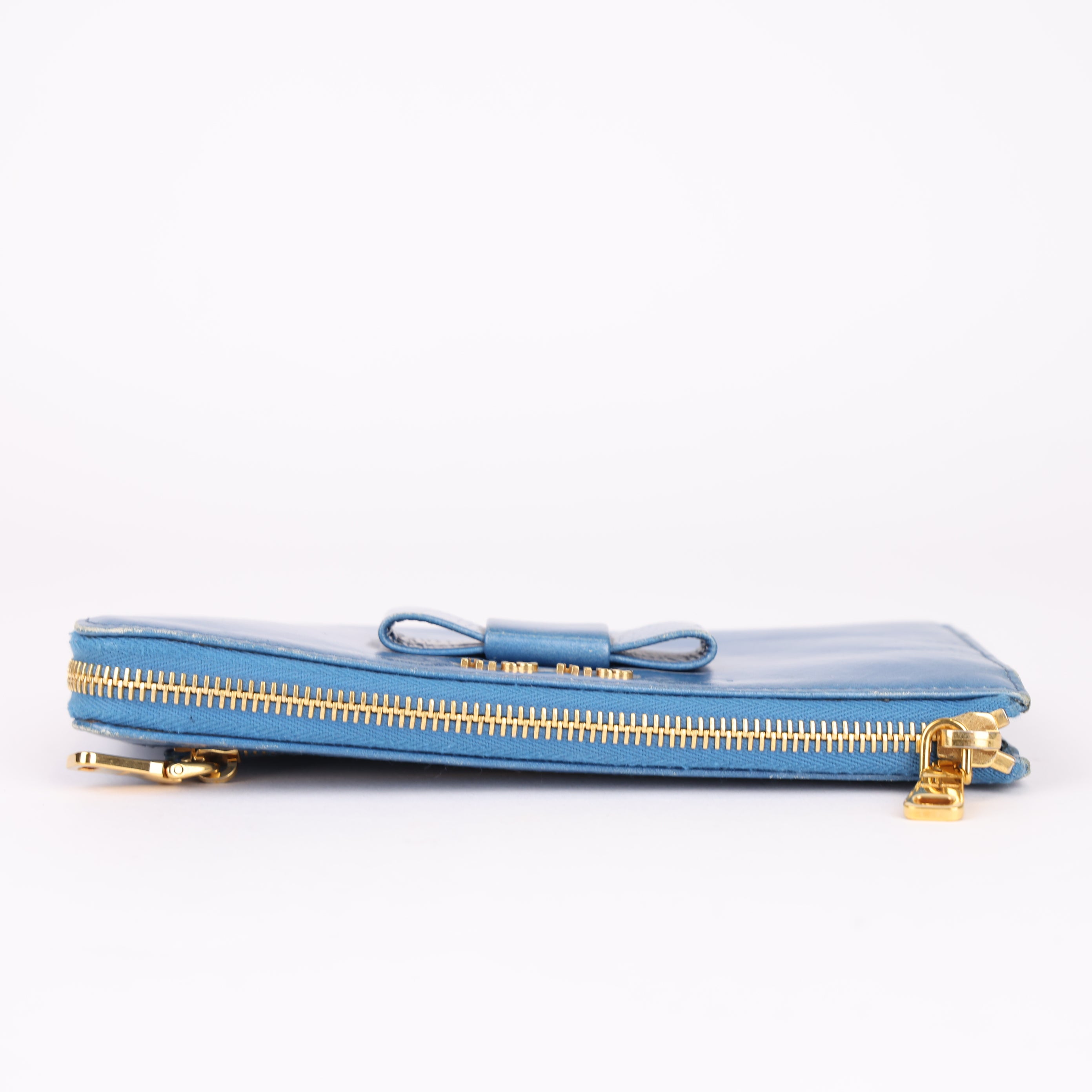 Miu Miu  bow detail blue long wallet- Pre Owned
