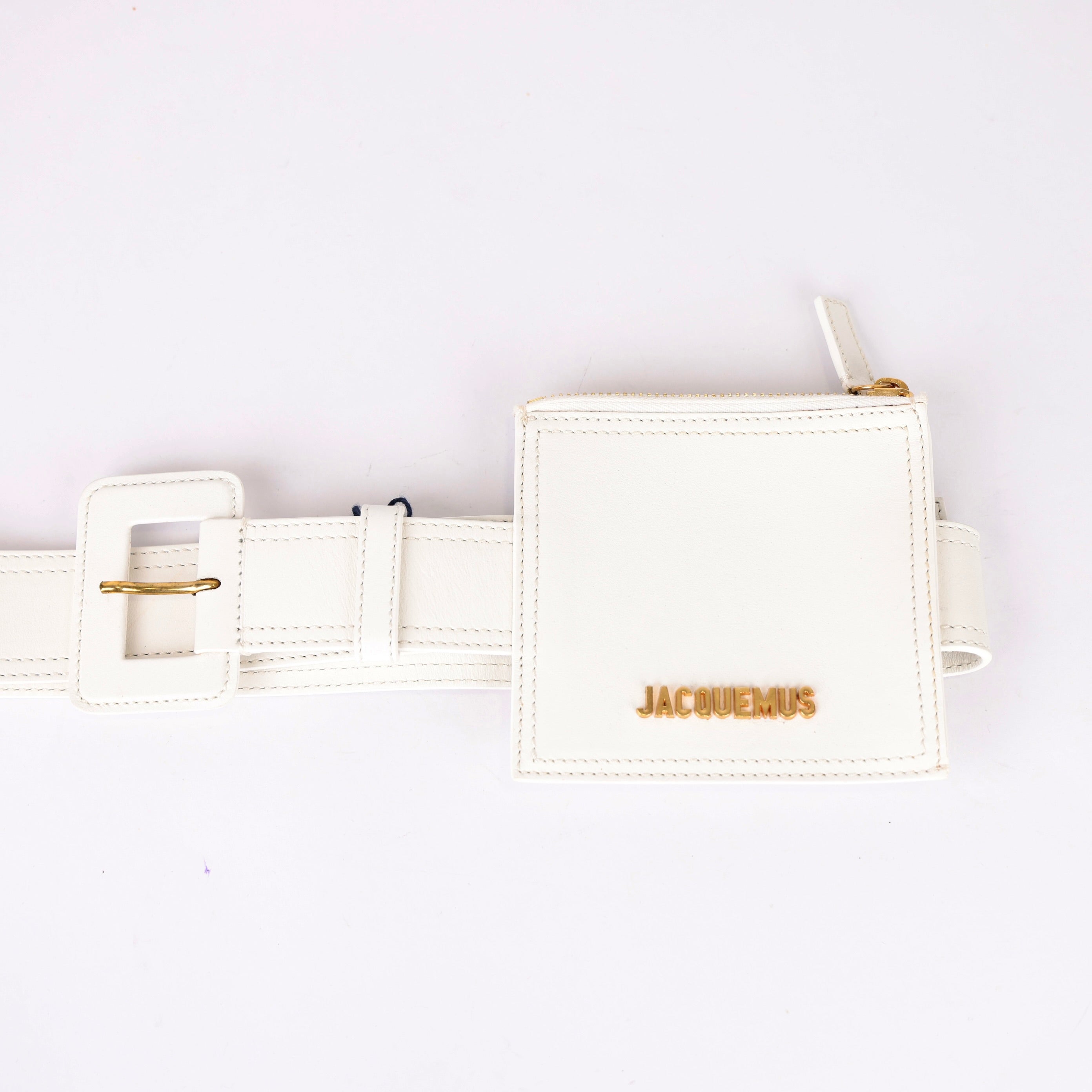 J0795 Jacquemus La Ceinture Carre Belt White- Pre Owned