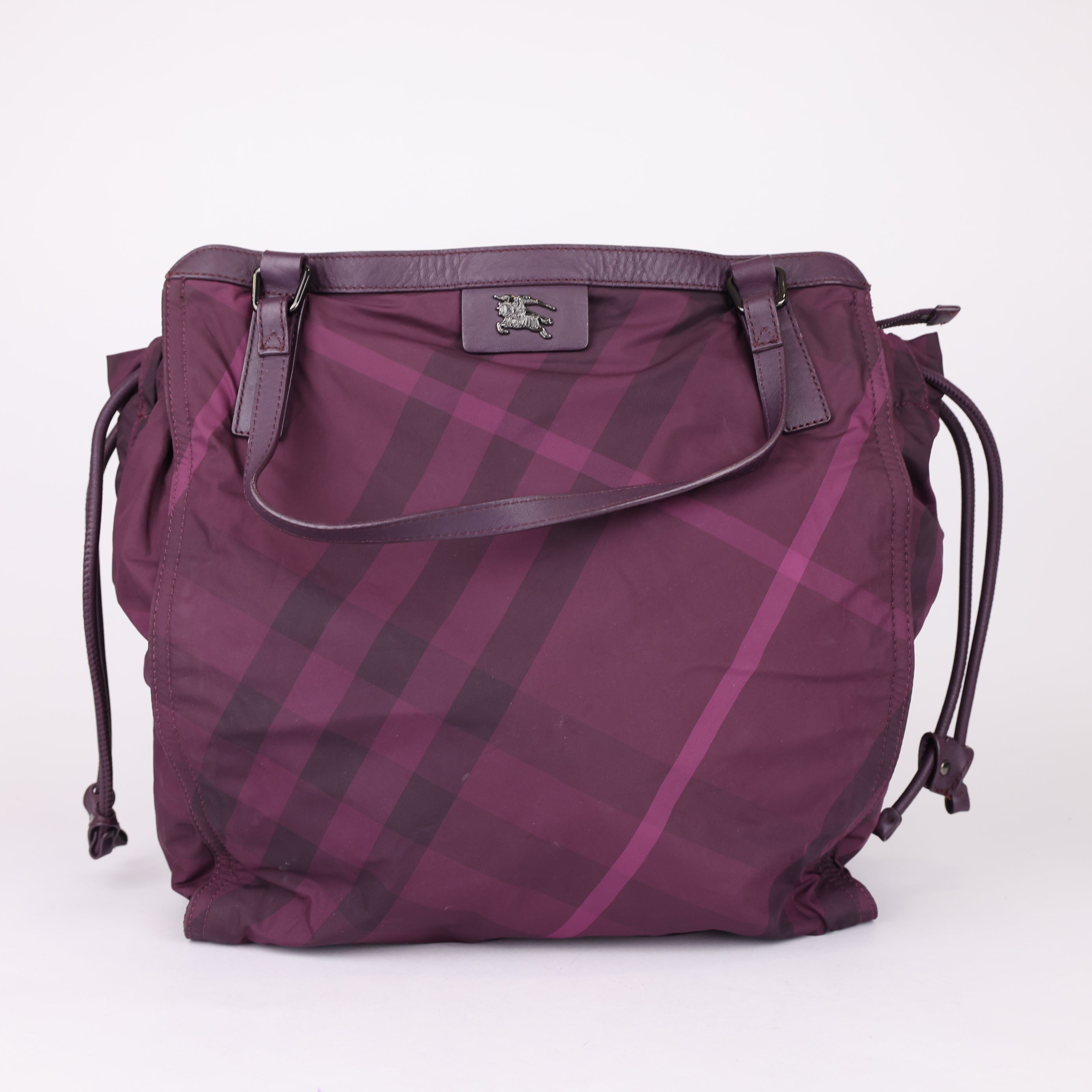 Burberry Purple Nylon Beat Check Tote Bag- Pre Owned