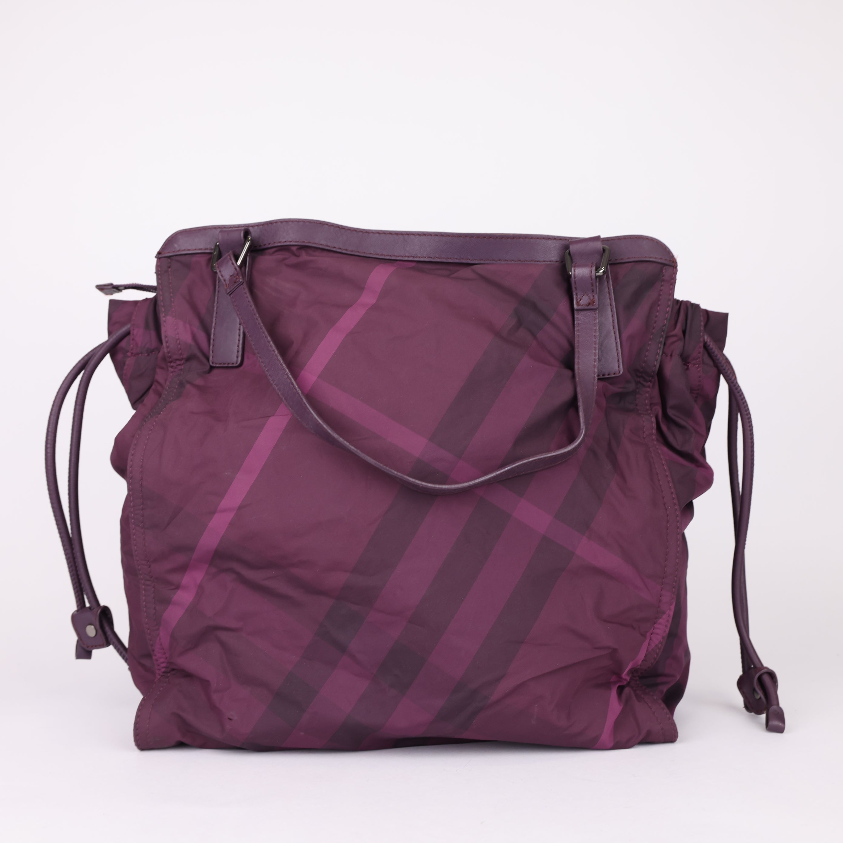Burberry Purple Nylon Beat Check Tote Bag- Pre Owned