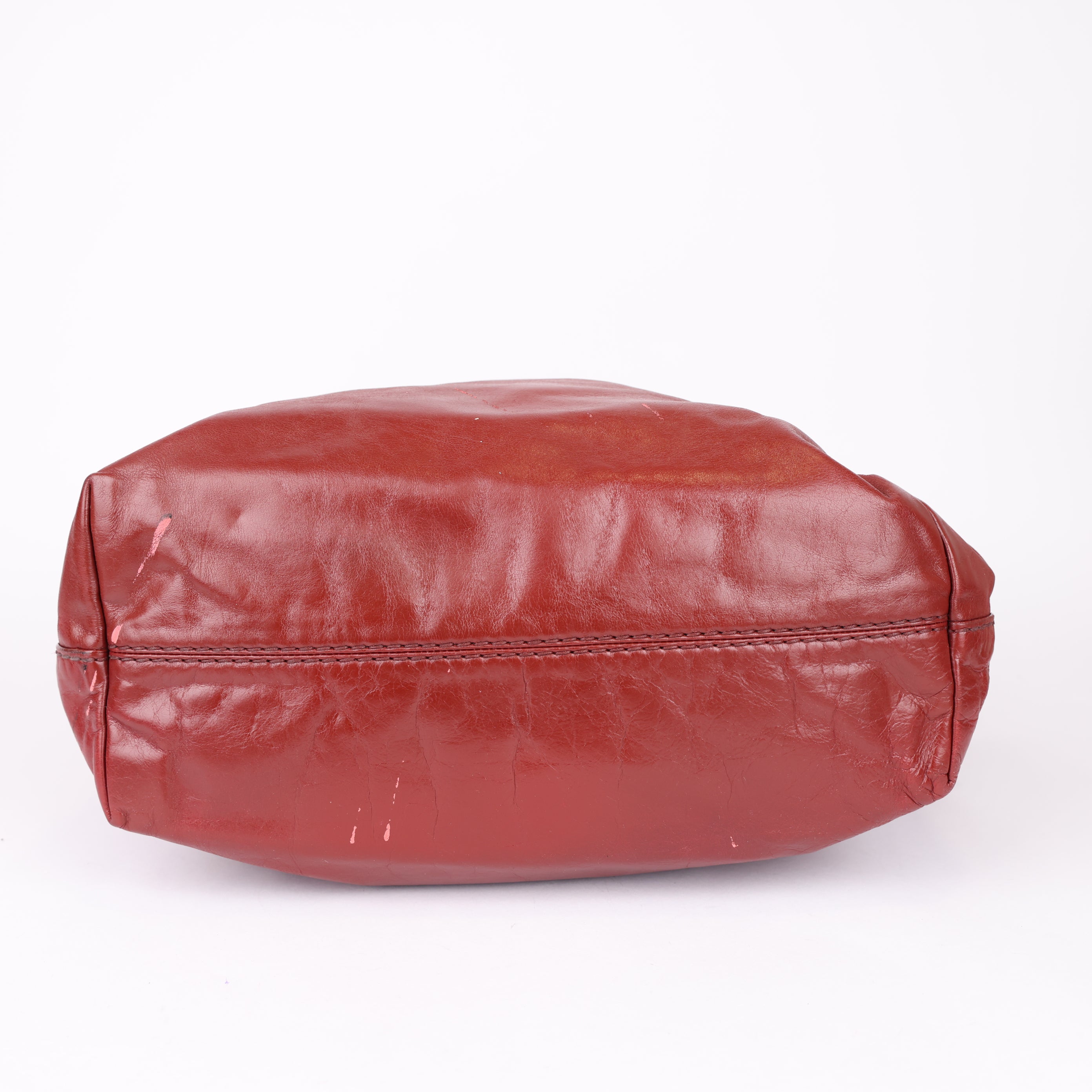 J0805 Prada tote calfskin maroon- Pre Owned