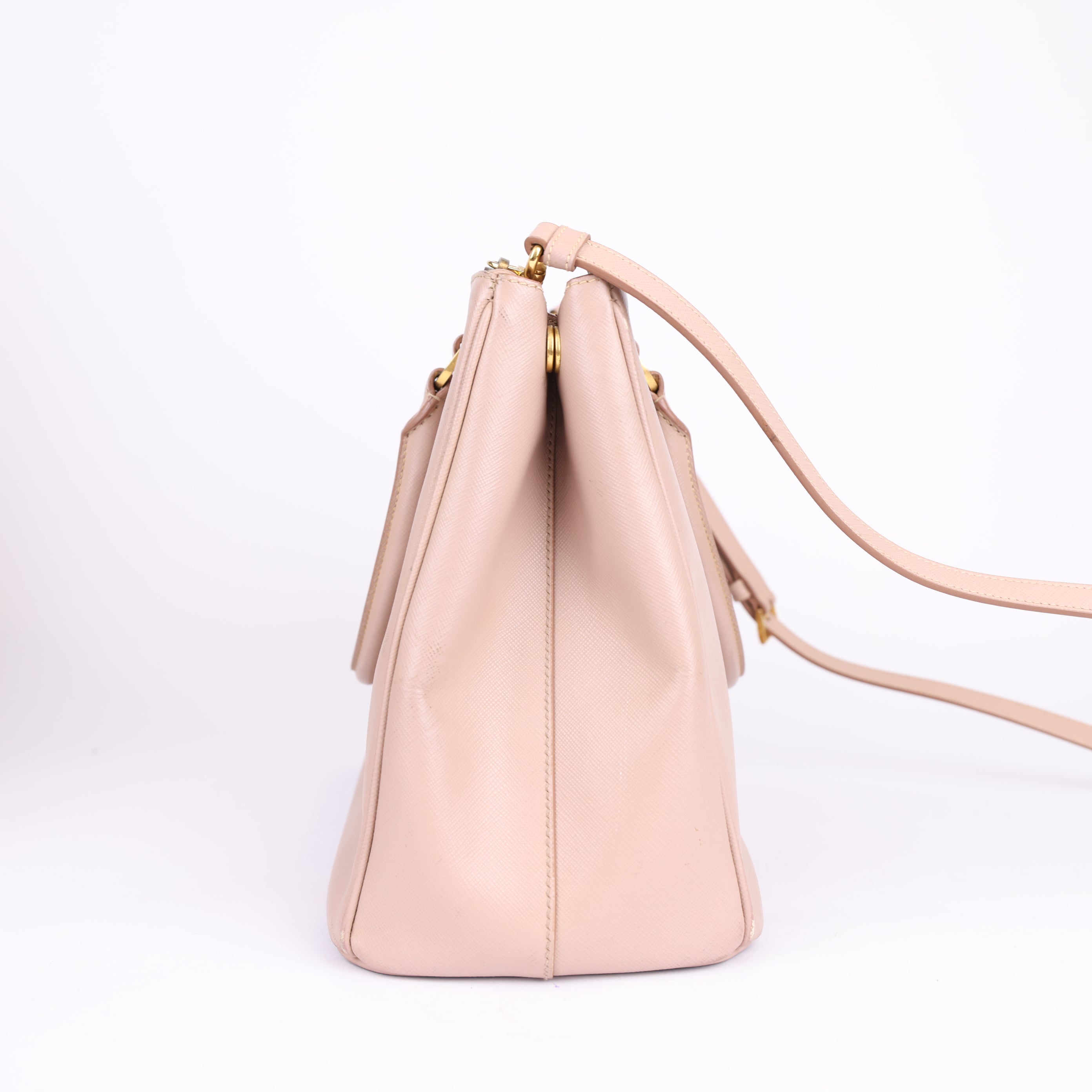 J0909 PRADA GALLERIA SAFFIANO TASCHE NUDE- Pre Owned