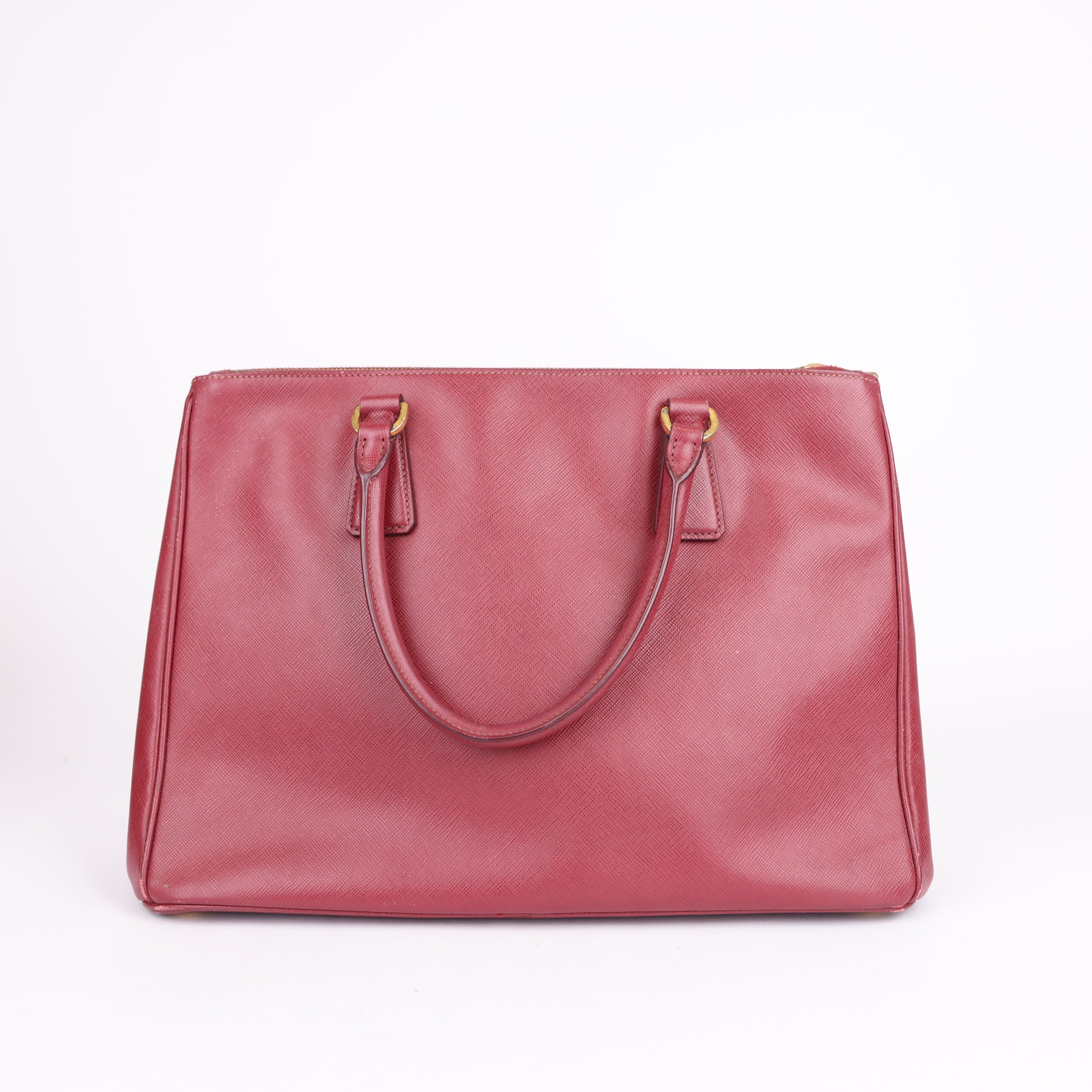 PRADA Bruyere Saffiano Lux Leather Double Zip Large Tote Bag- Pre Owned