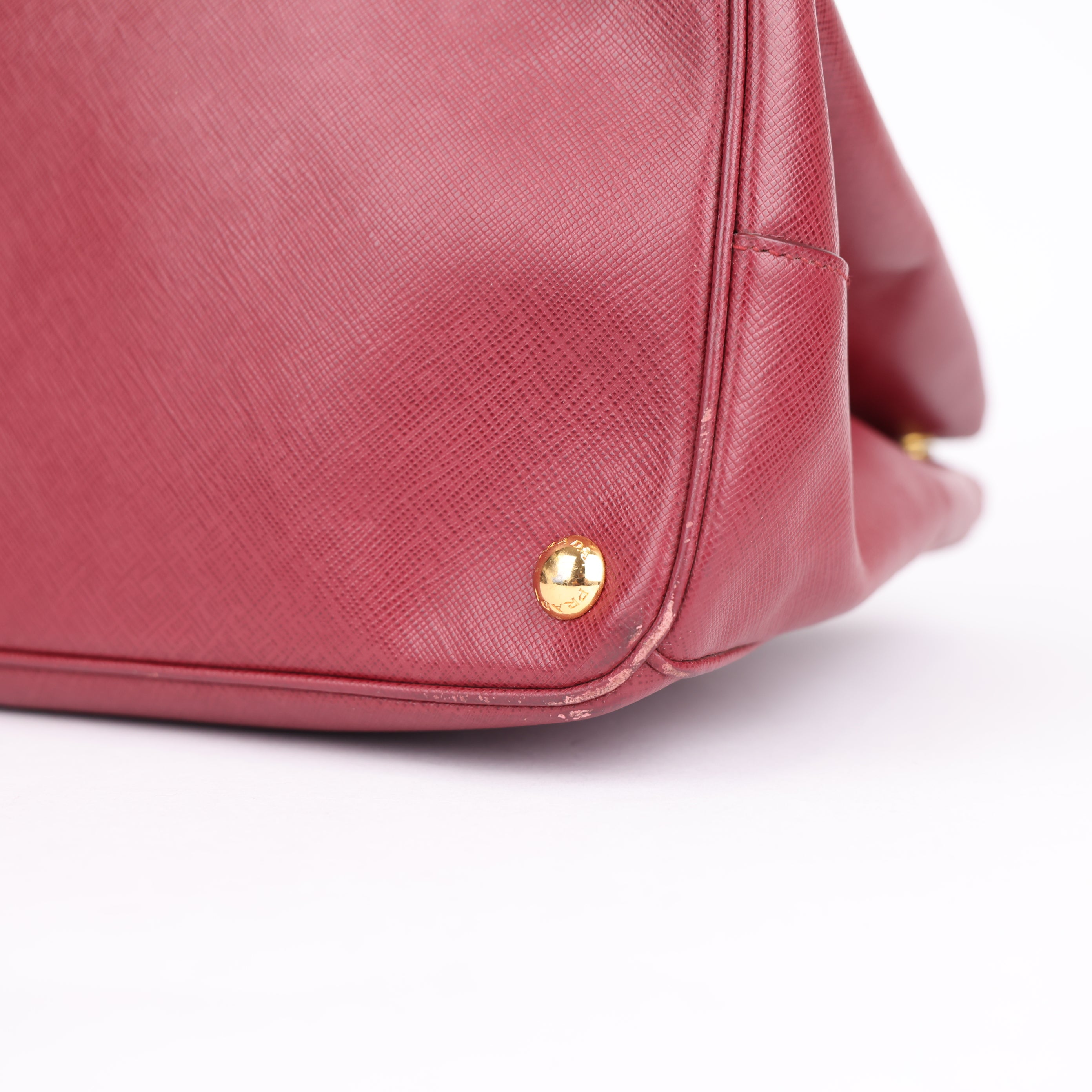 PRADA Bruyere Saffiano Lux Leather Double Zip Large Tote Bag- Pre Owned