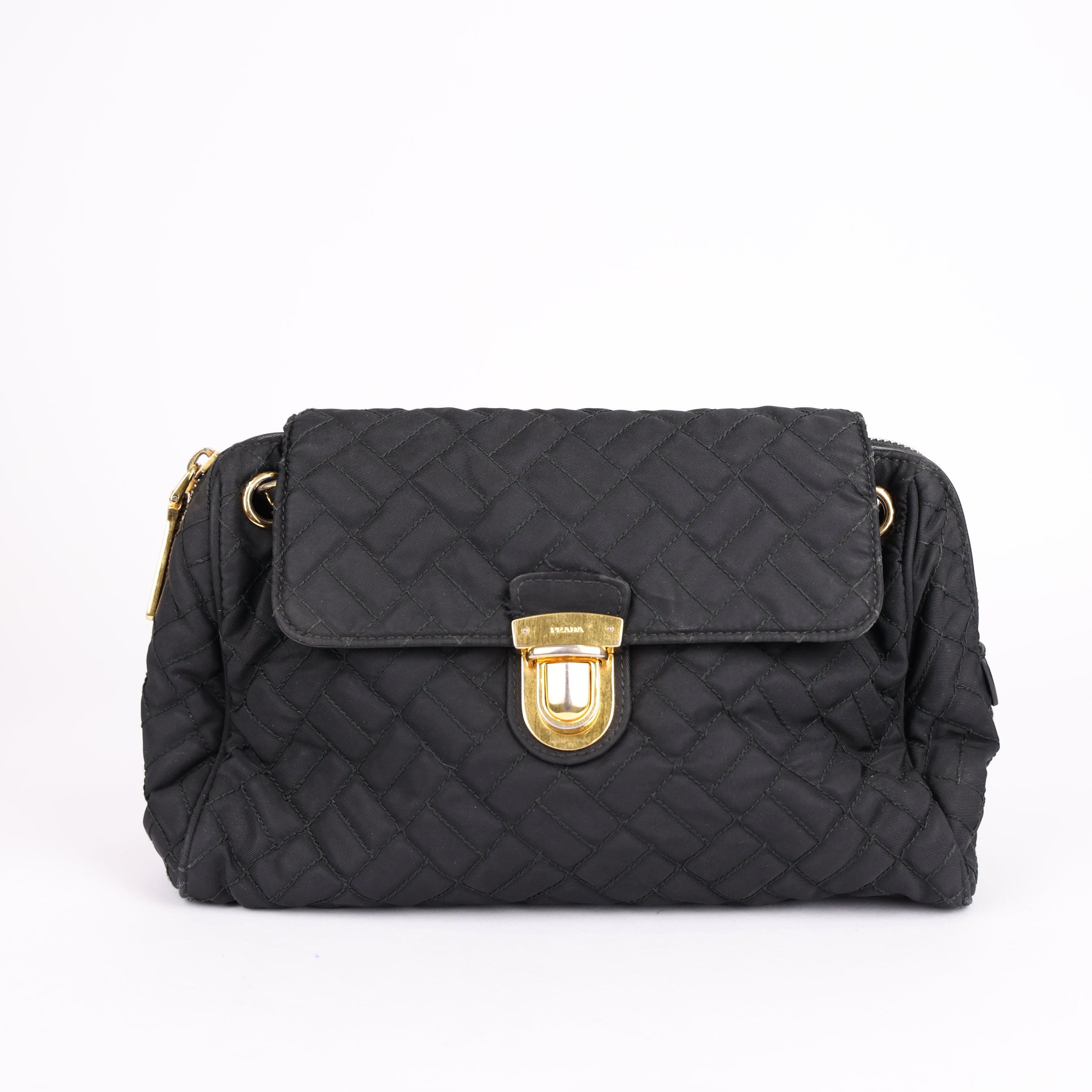 Prada Chain Shoulder Bag Quilted Nylon- Pre Owned