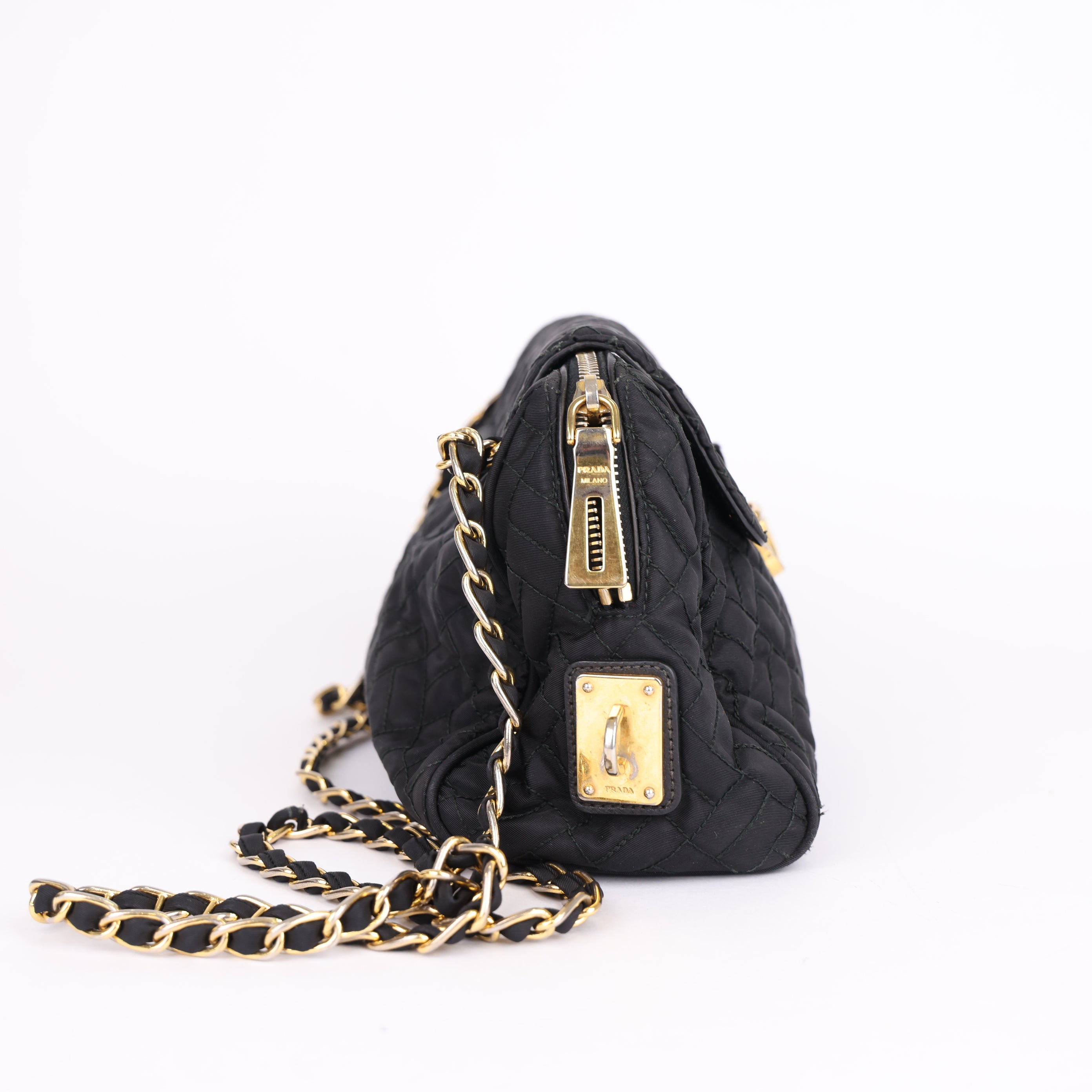 Prada Chain Shoulder Bag Quilted Nylon- Pre Owned