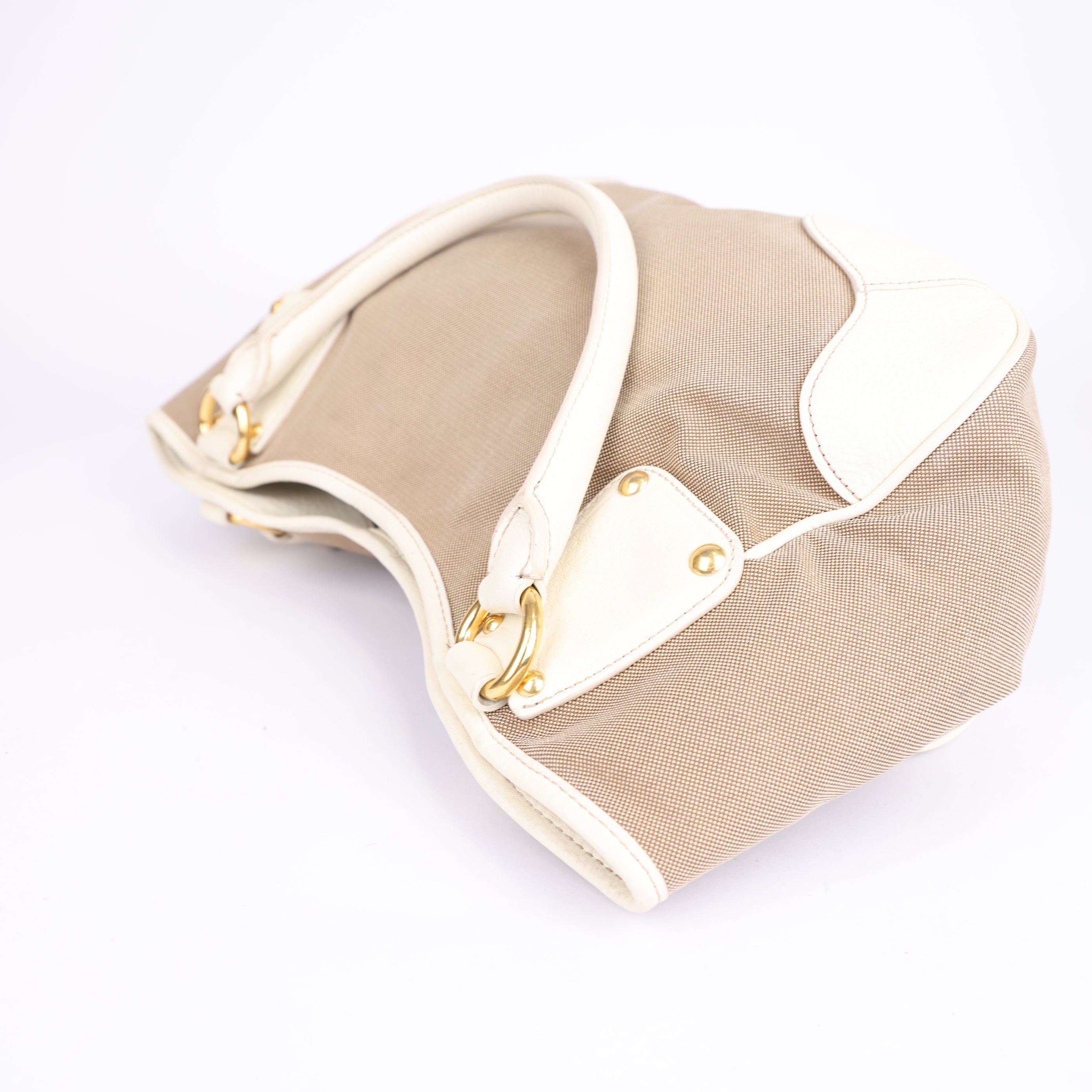 Prada Leather & Canvas Satchel Bag- Pre Owned