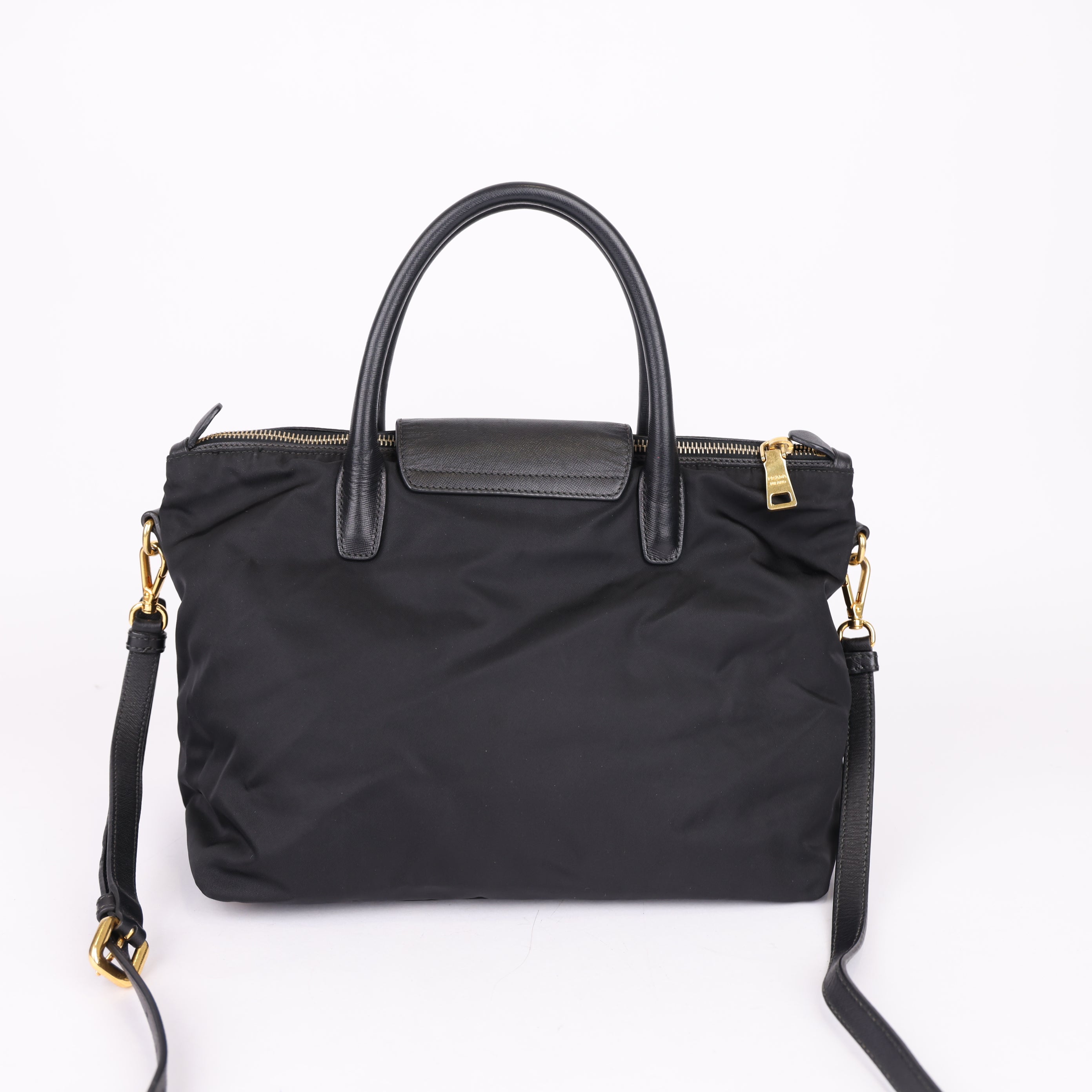 Prada Tessuto Nylon Saffiano Tote Black- Pre Owned