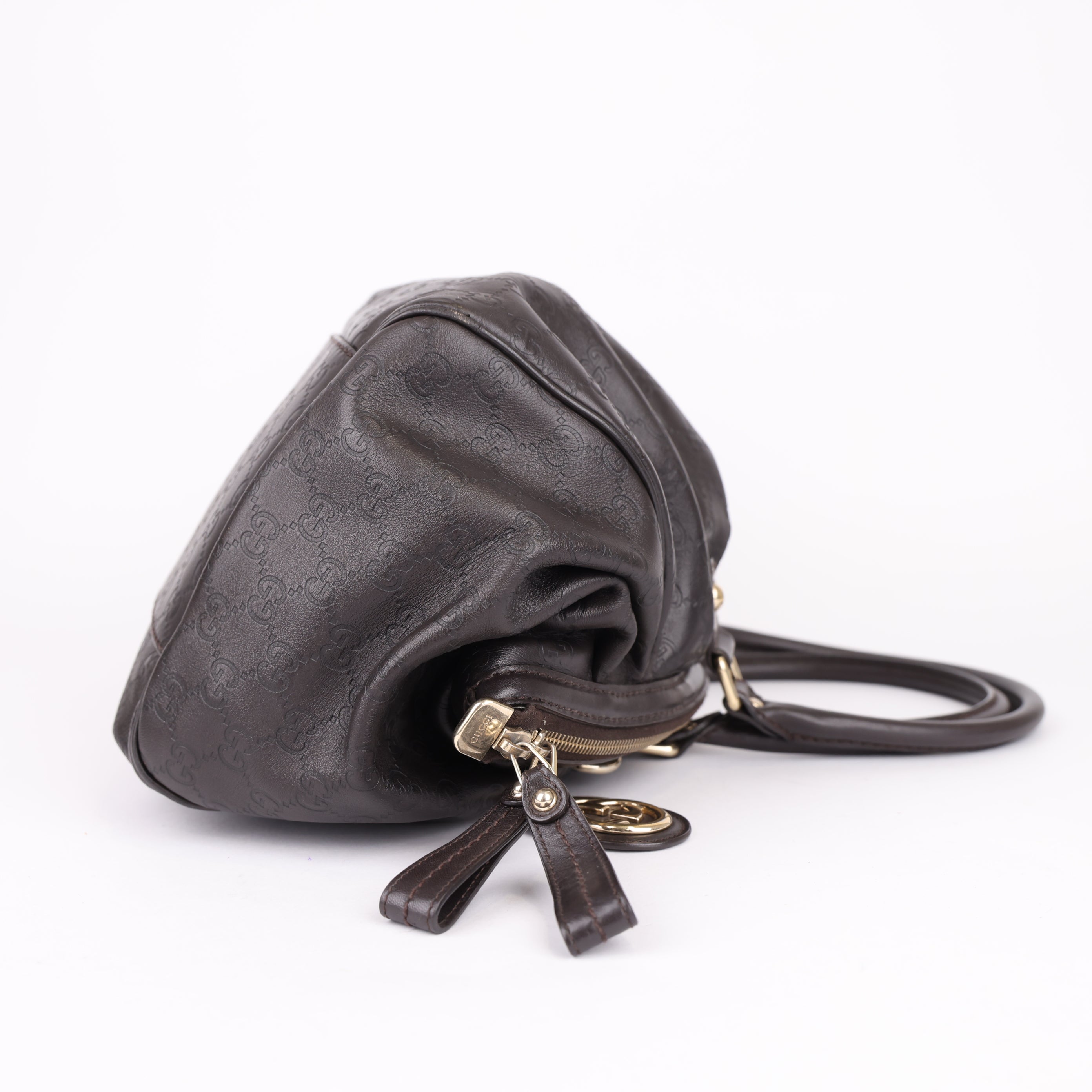 Gucci Brown Guccissima Leather Sukey Satchel Dark brown- Pre Owned