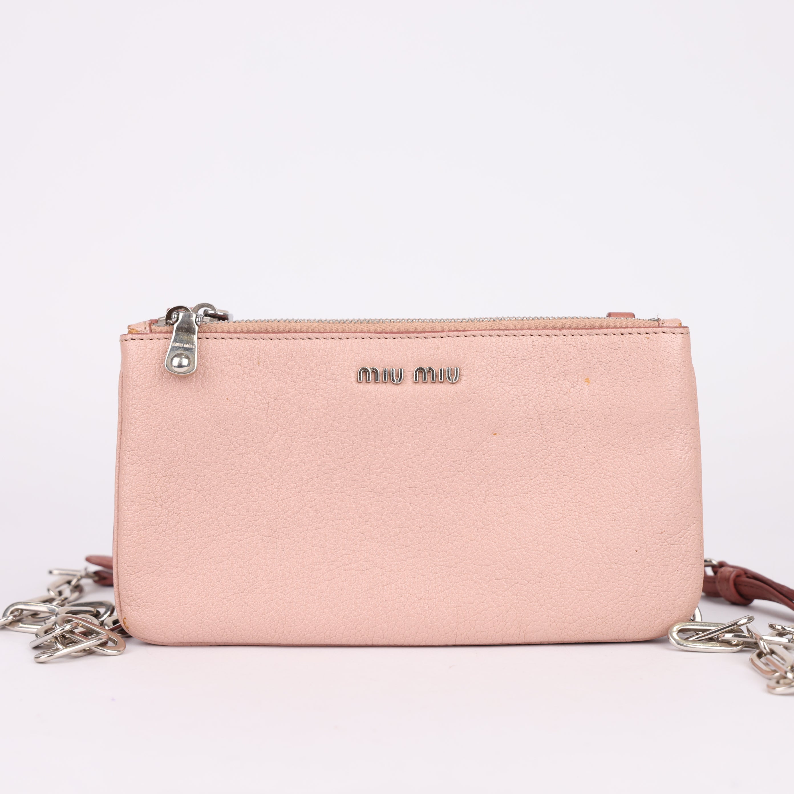 J0916 Miu Miu 2014-2017 Leather Shoulder Bag | Pink- Pre Owned