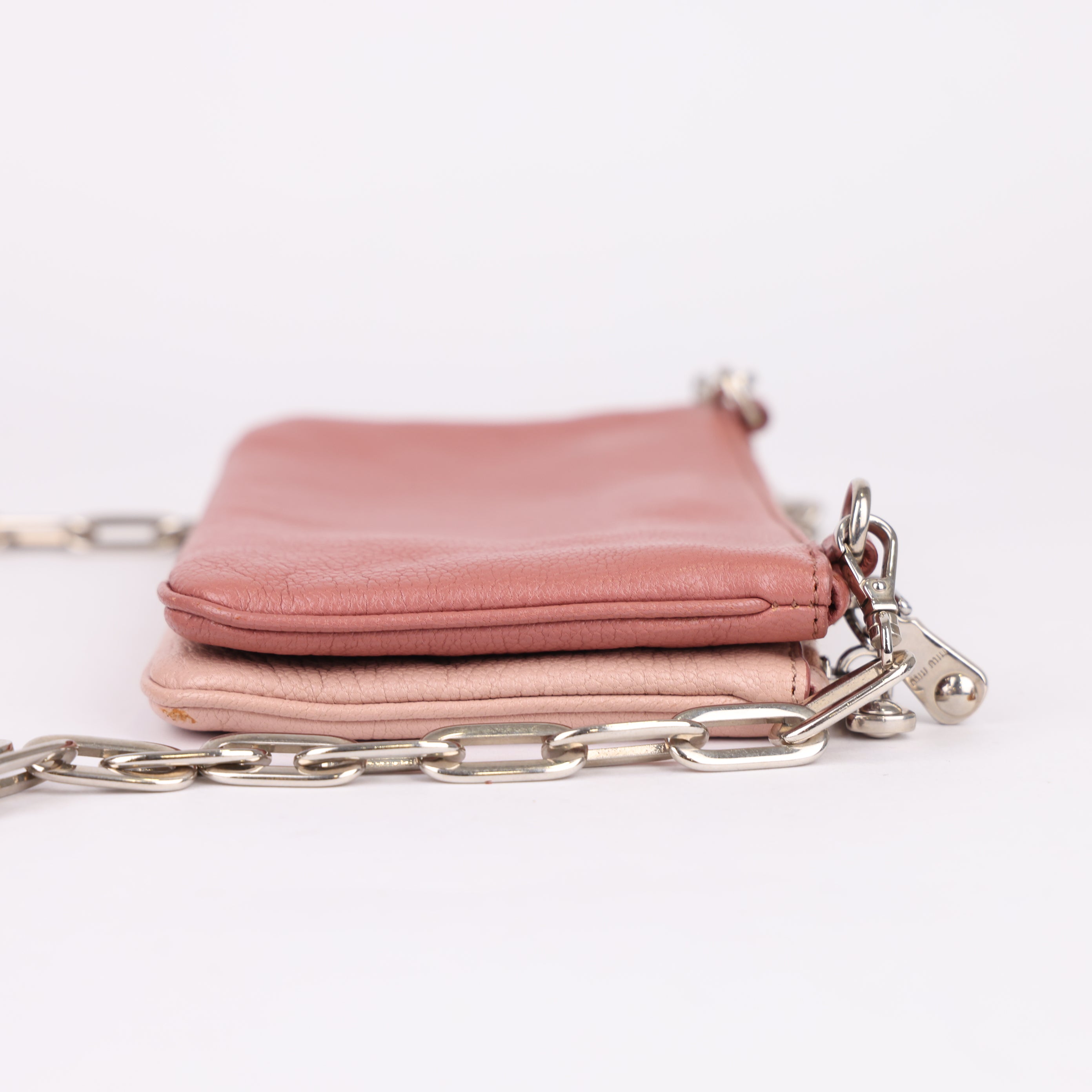 J0916 Miu Miu 2014-2017 Leather Shoulder Bag | Pink- Pre Owned