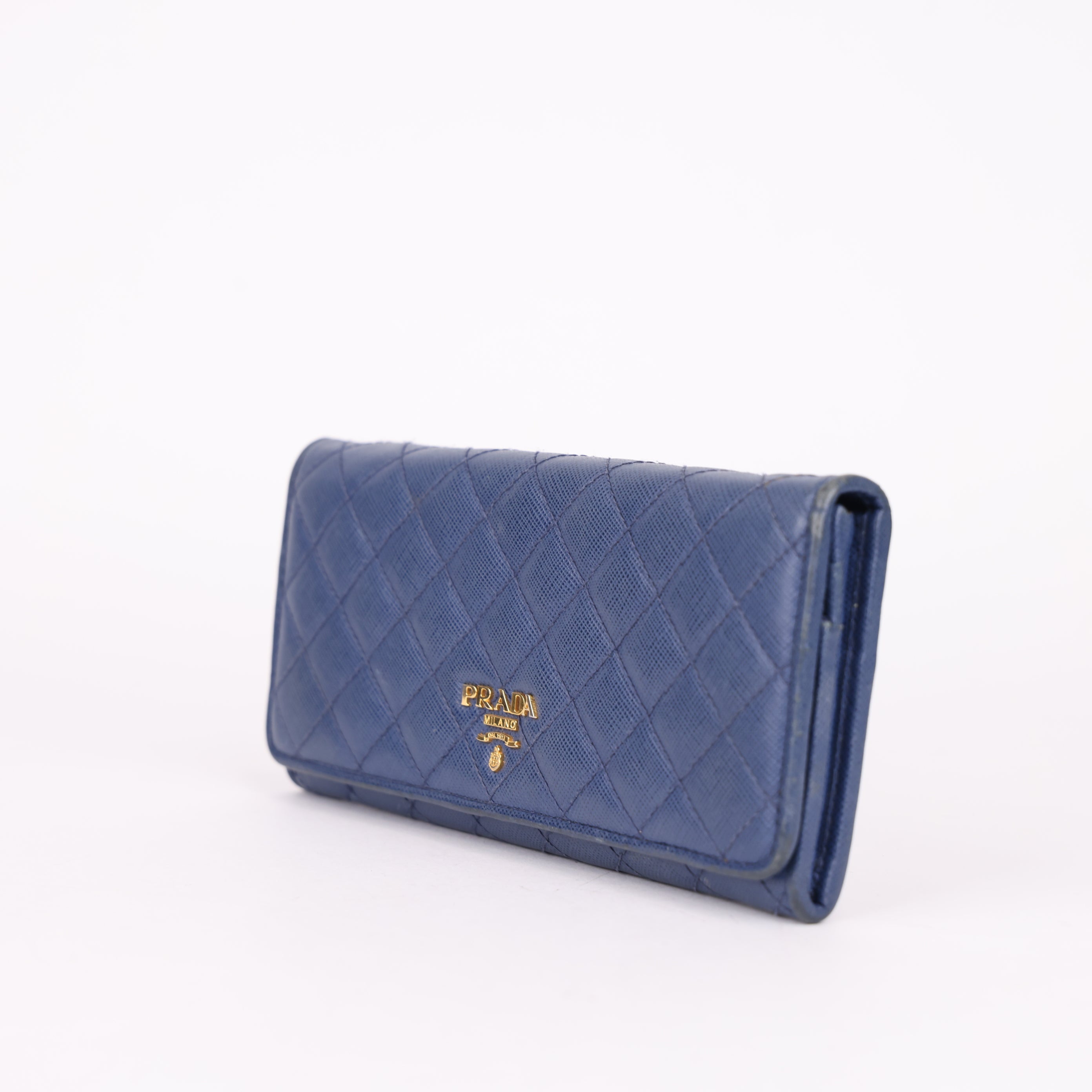 Prada Continental blue Leather Wallet- Pre Owned