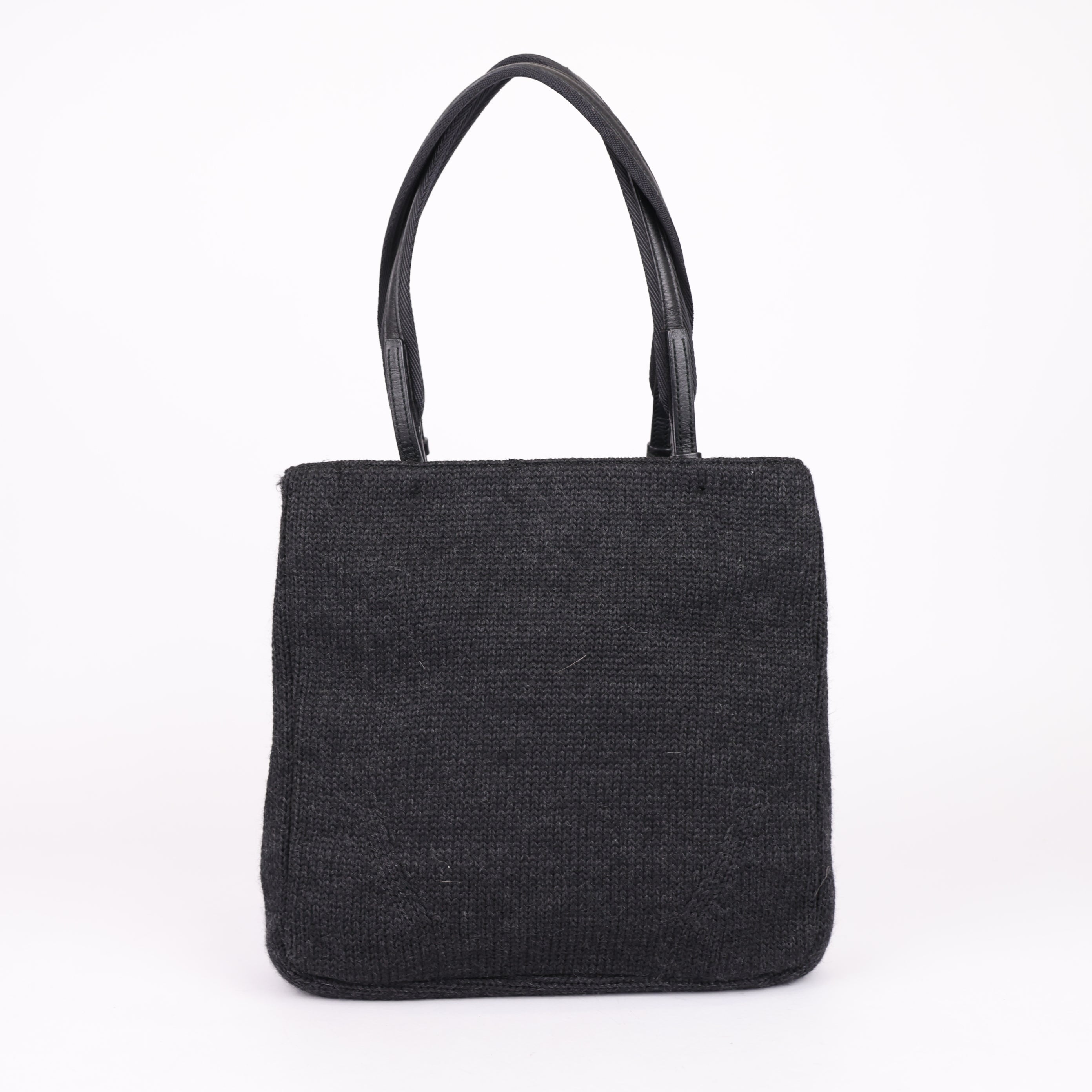 J0922 PRADA Hand Bag Archive 1999 wool knitted Fabrics Black- Pre Owned