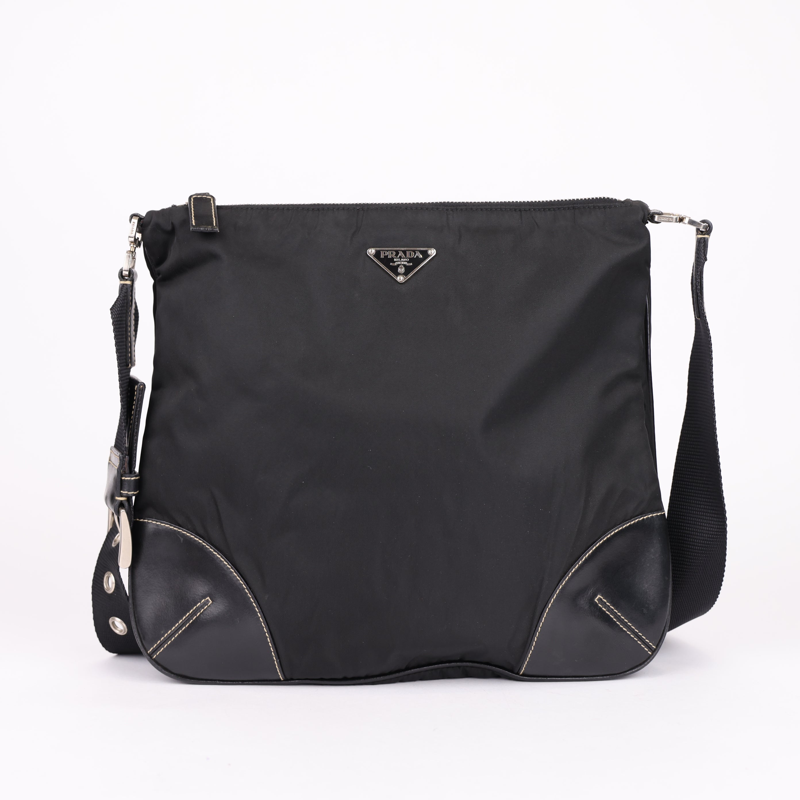 J0924 Prada Black Tessuto Crossbody Bag- Pre Owned