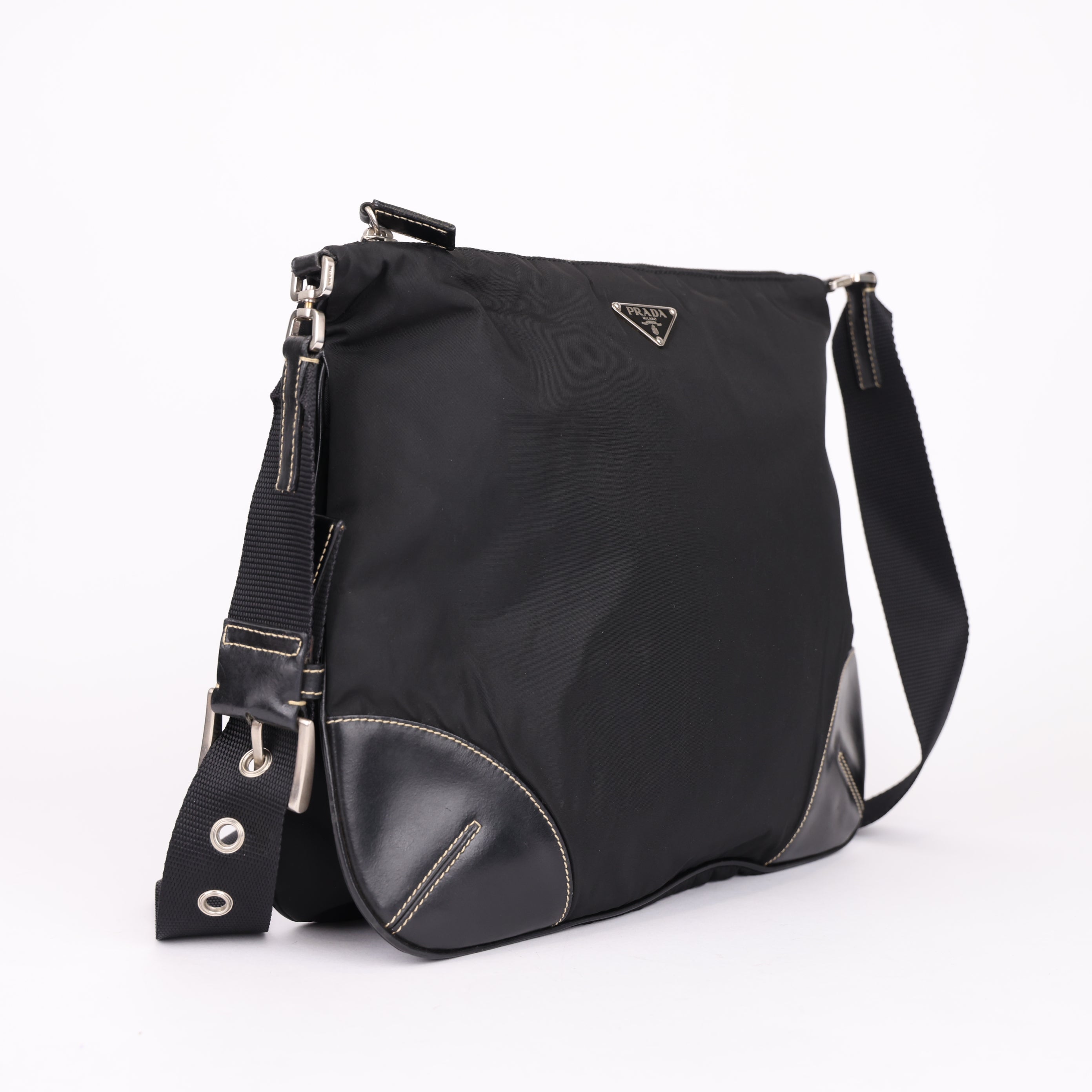 J0924 Prada Black Tessuto Crossbody Bag- Pre Owned