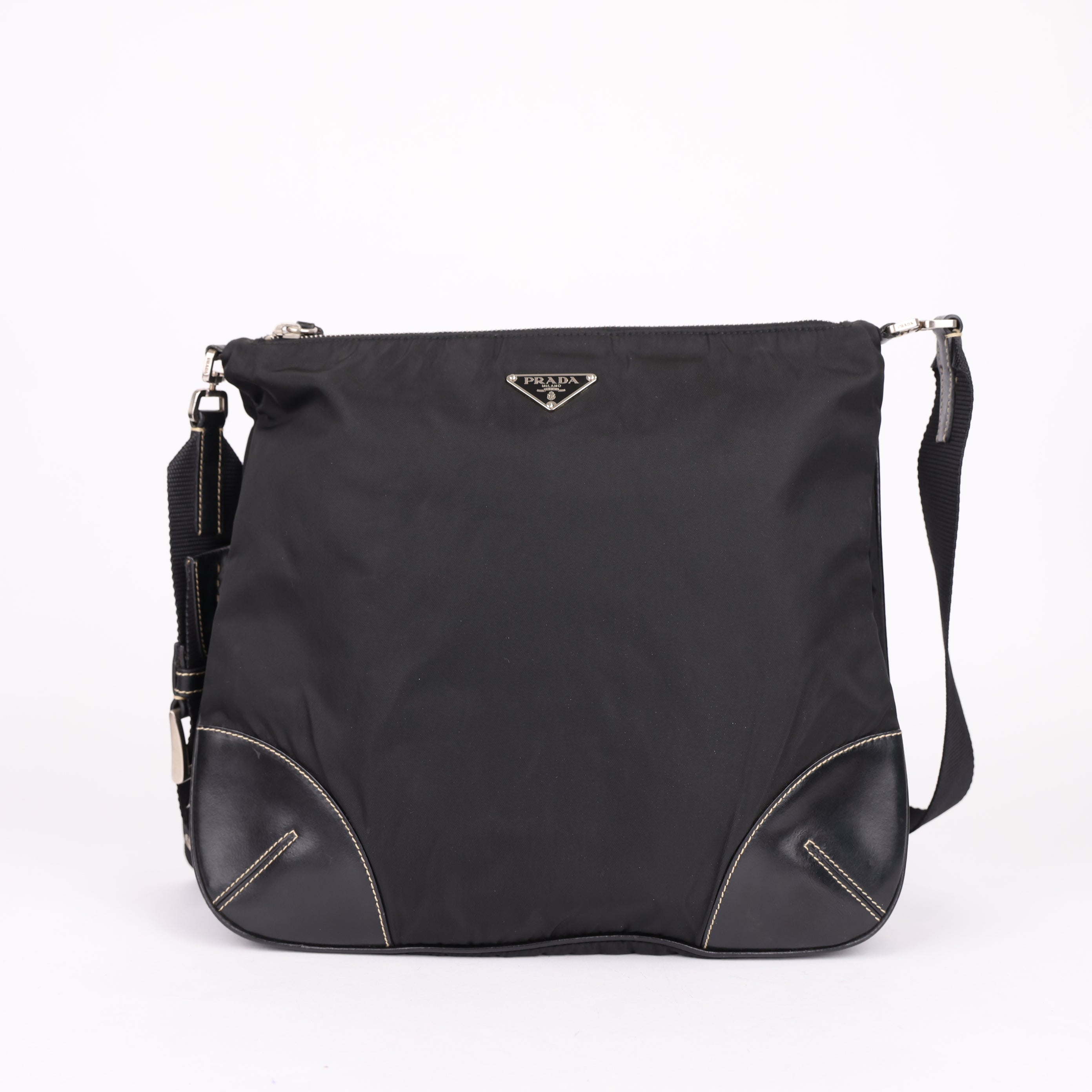J0924 Prada Black Tessuto Crossbody Bag- Pre Owned