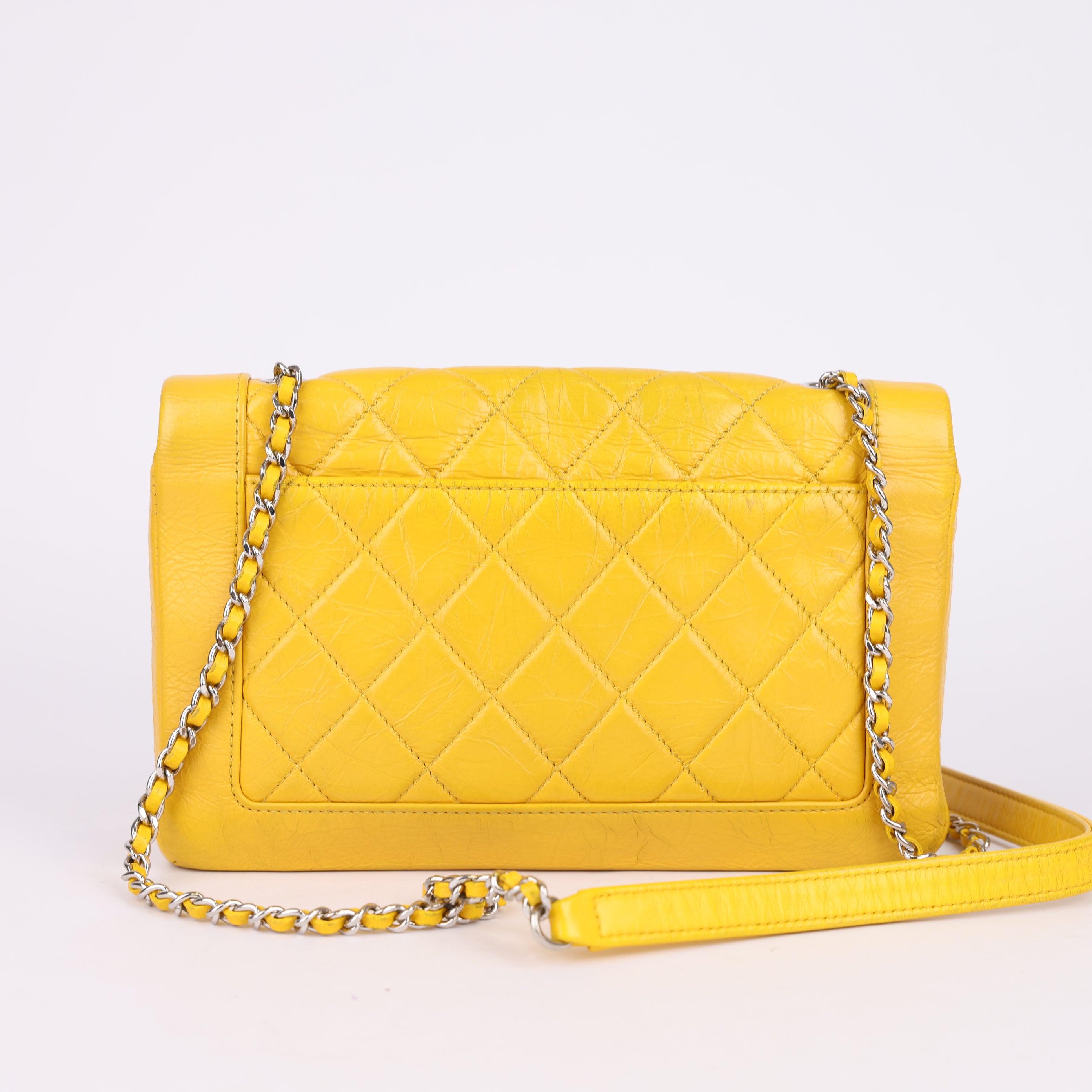 CHANEL 2018 Crumpled Calfskin Bi Quilted Full Flap crossbody bag- Pre Owned