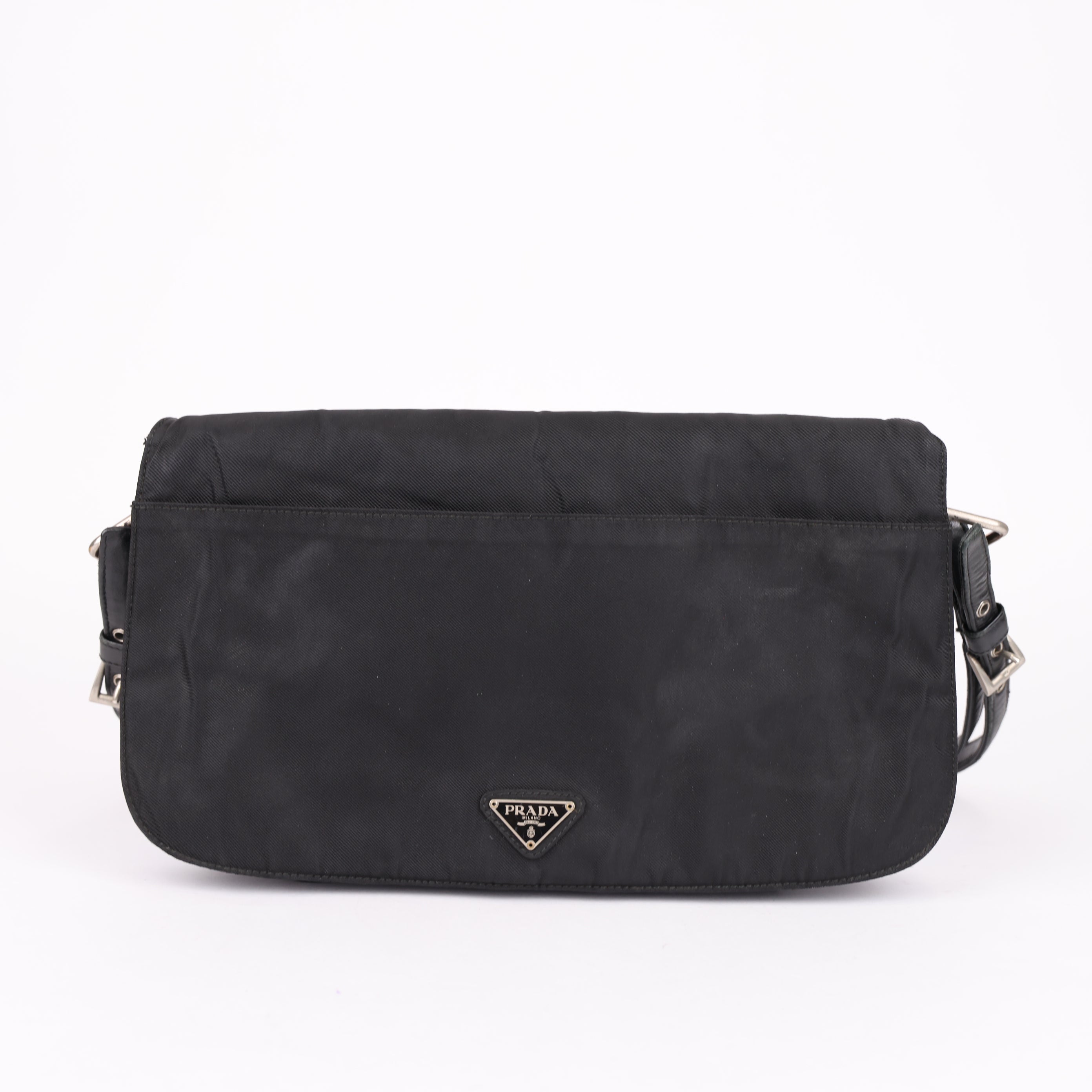 J0926 Prada Triangle Logo Nylon Shoulder Bag- Pre Owned