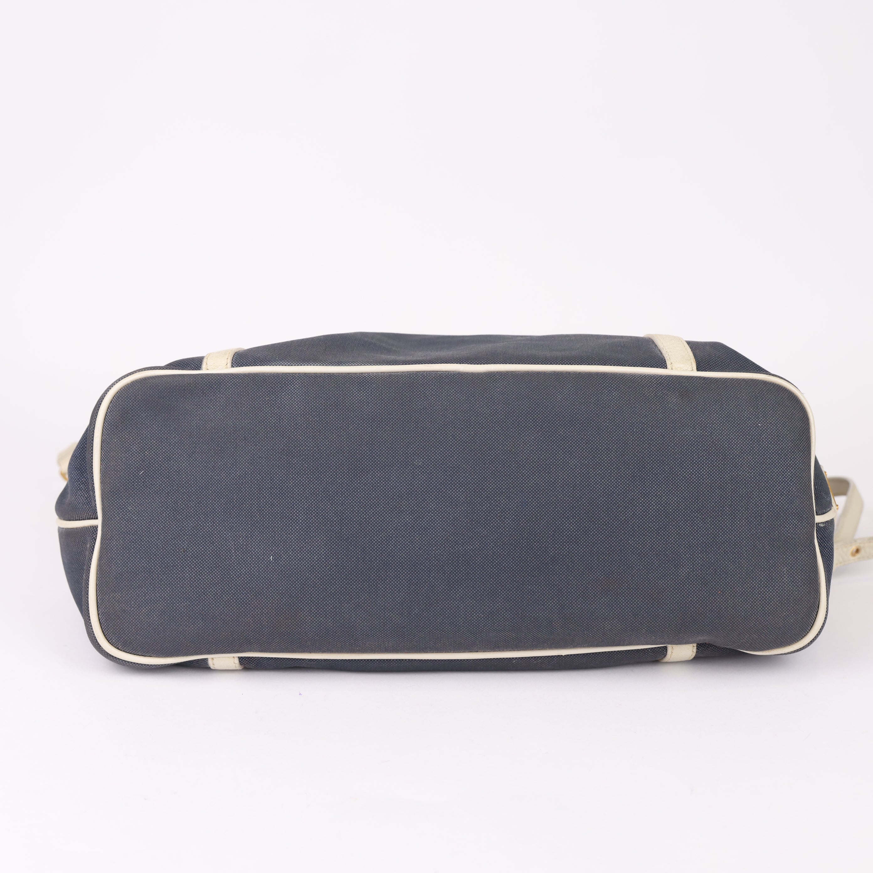 J0931 Prada Logo Jacquard Denim Tote Bag- Pre Owned