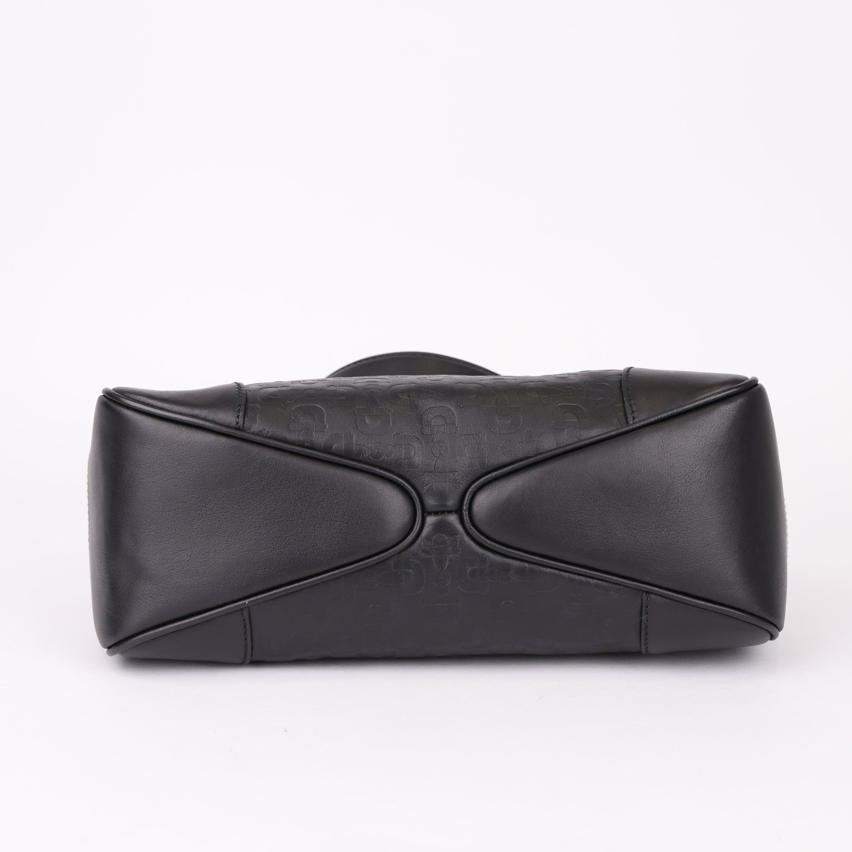 J0932 Gucci Black Horsebit Embossed Leather Shoulder Bag- Pre Owned