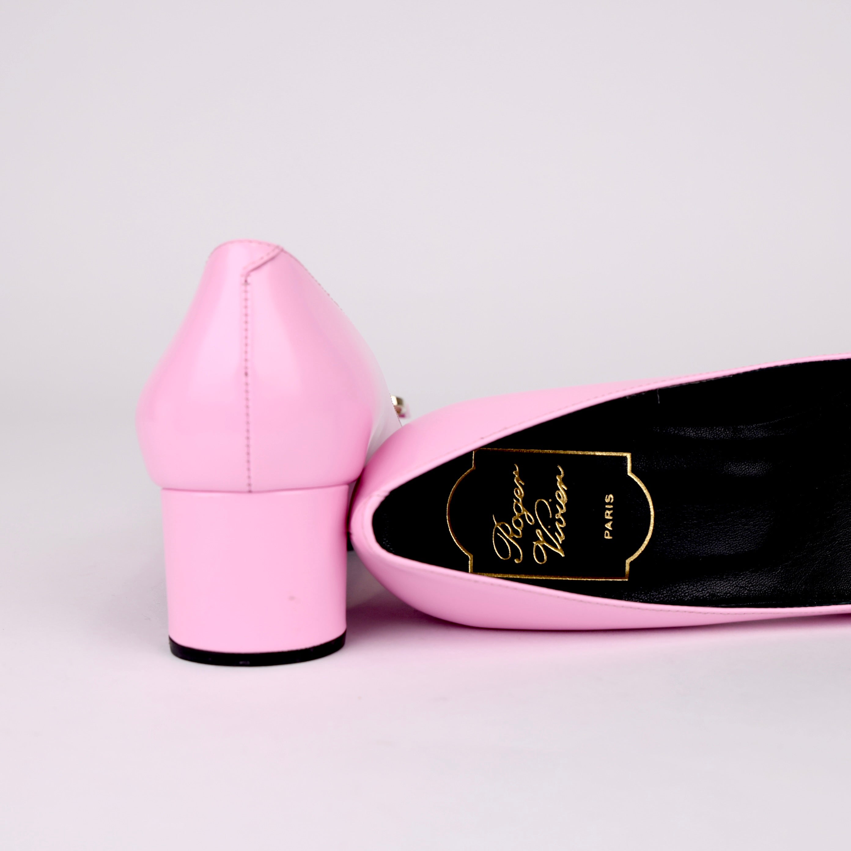 Roger Vivier Tres Vivier Rosa Bonbon Patent Leather Pumps SIZE EU37.5/ UK4.5- Pre Owned