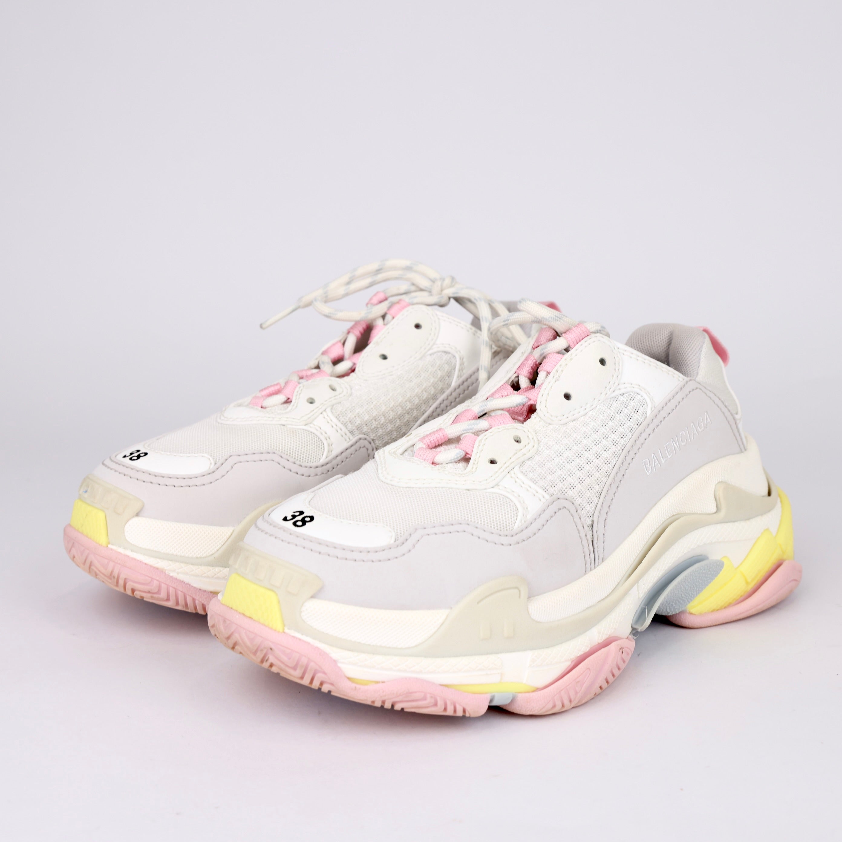 BALENCIAGA TRIPLE S TRAINERS WNNS YEL/PNK/BL size EU38/ UK5- Pre Owned