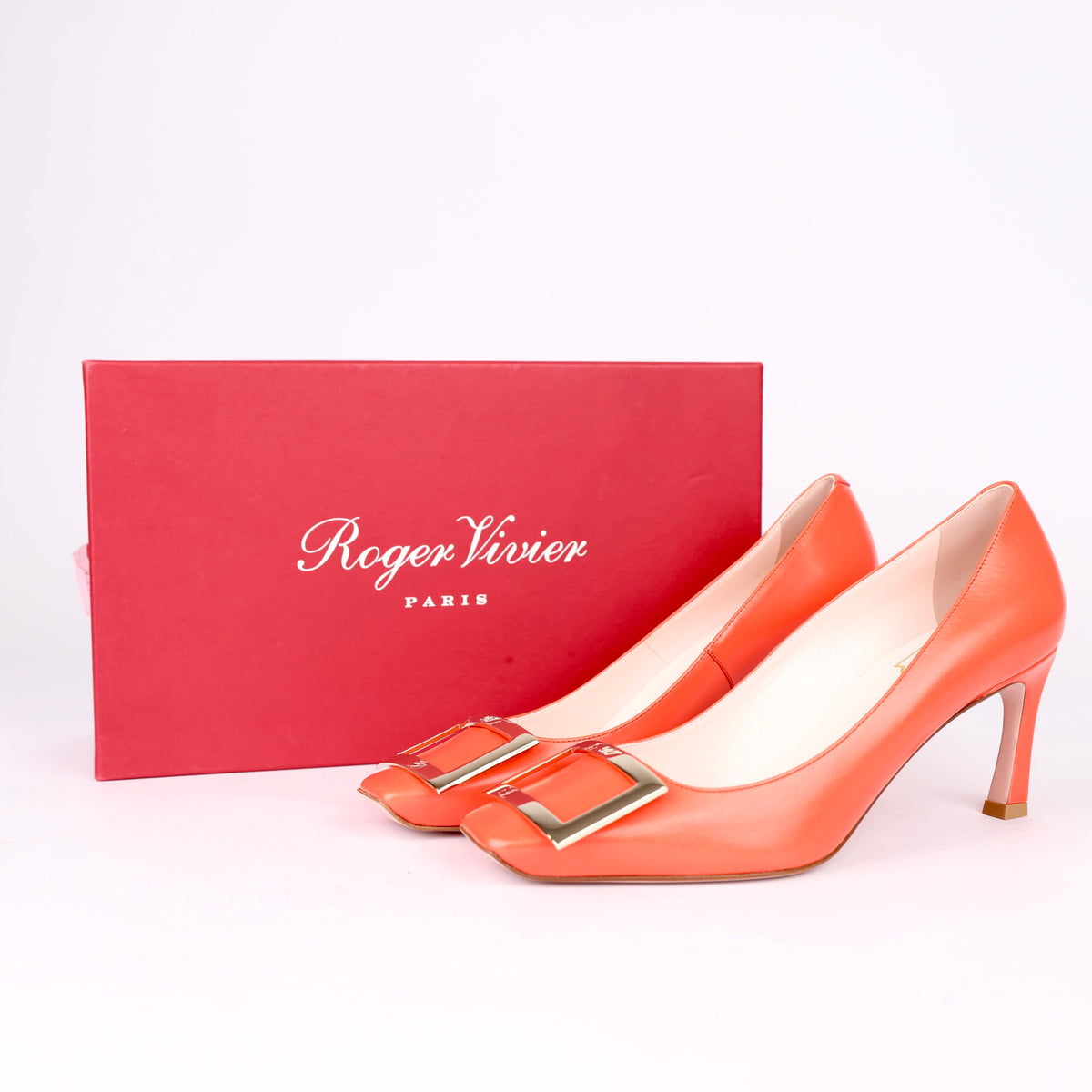J0285# ROGER VIVIER Belle Vivier Trompette leather pumps size EU37/ UK4- Pre Owned