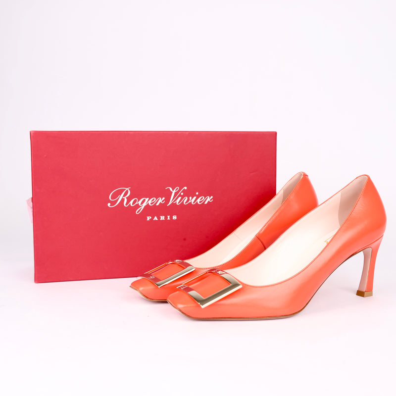 J0285# ROGER VIVIER Belle Vivier Trompette leather pumps size EU37/ UK4- Pre Owned