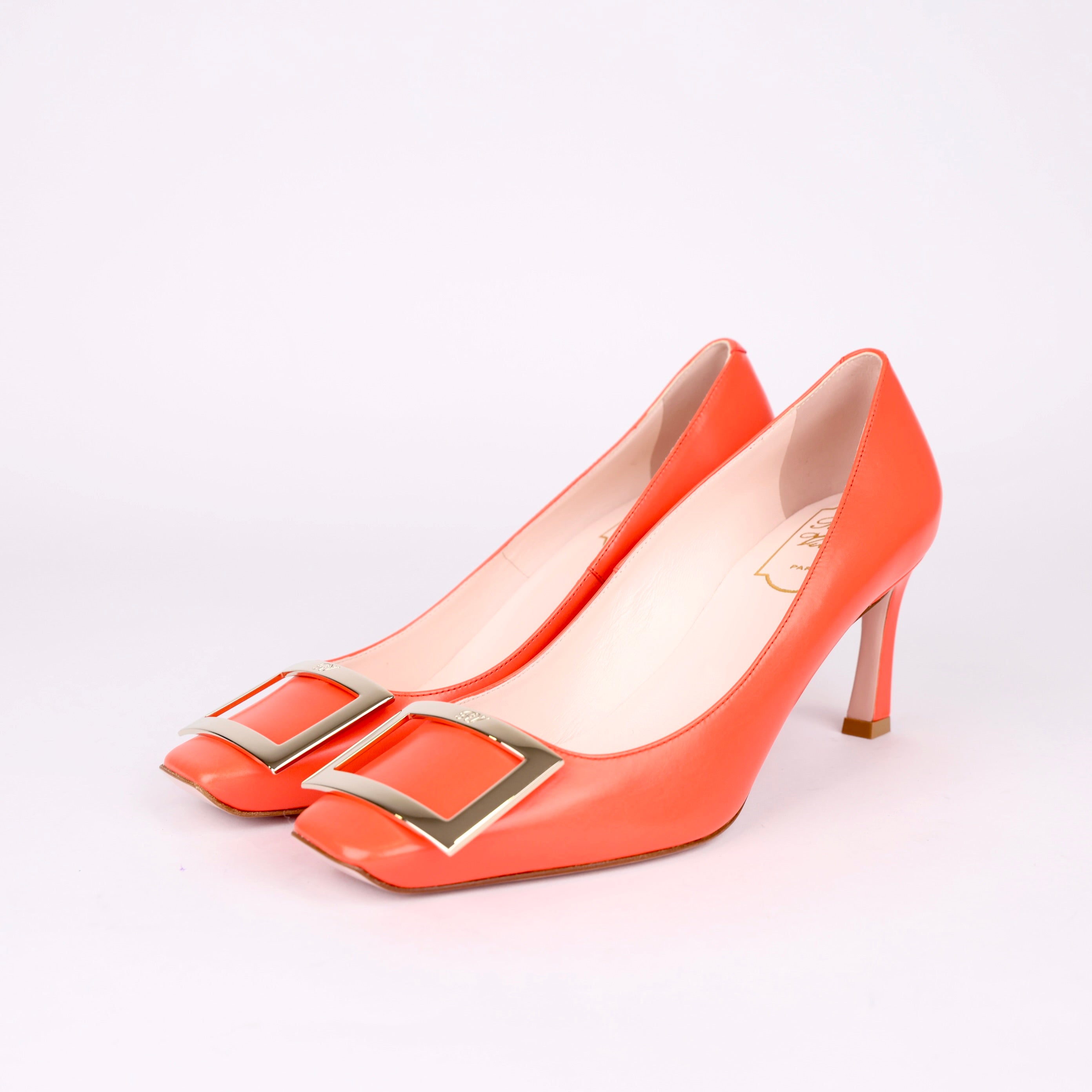 J0285# ROGER VIVIER Belle Vivier Trompette leather pumps size EU37/ UK4- Pre Owned