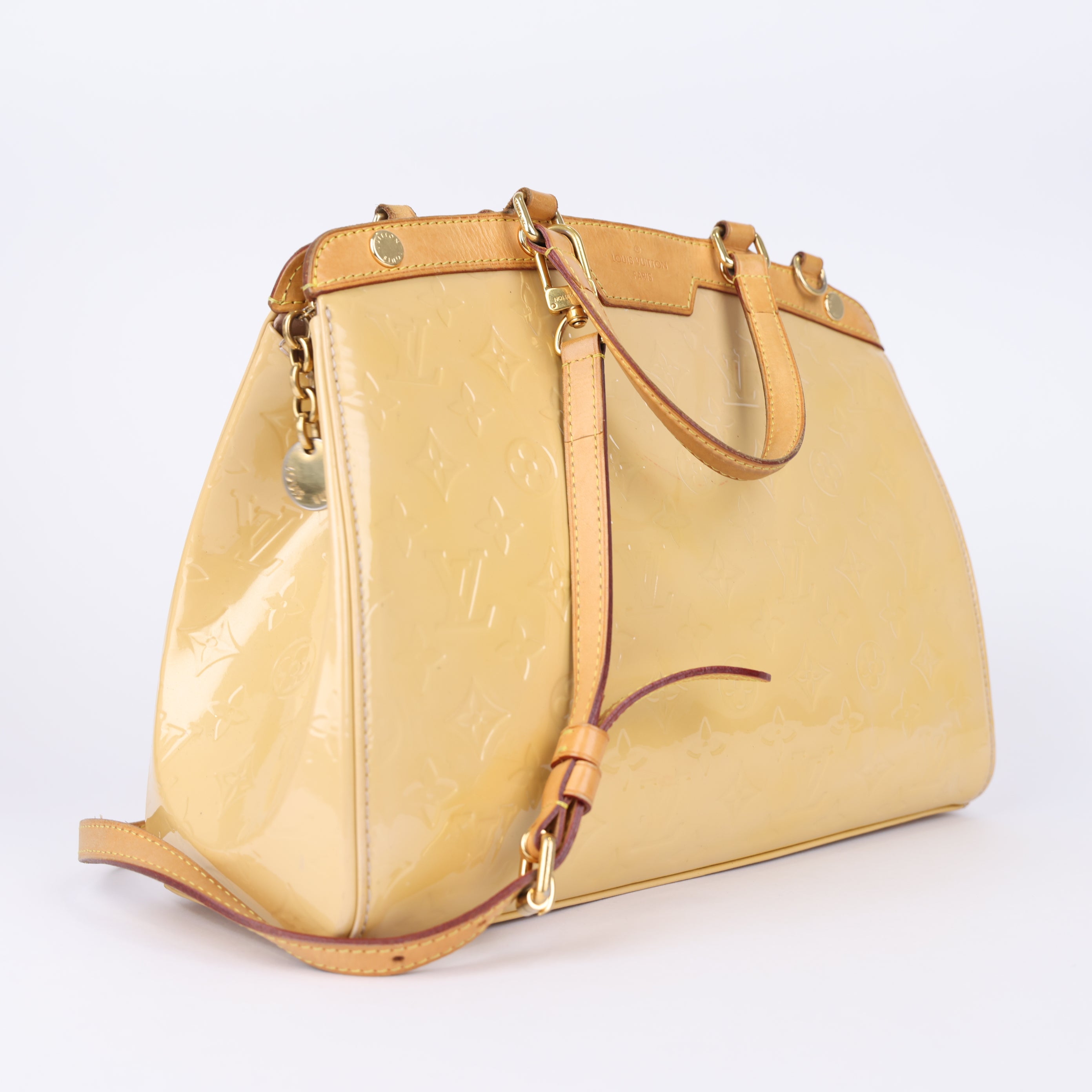 Louis Vuitton Brea MM Yellow Monogram Vernis Leather Tote- Pre Owned