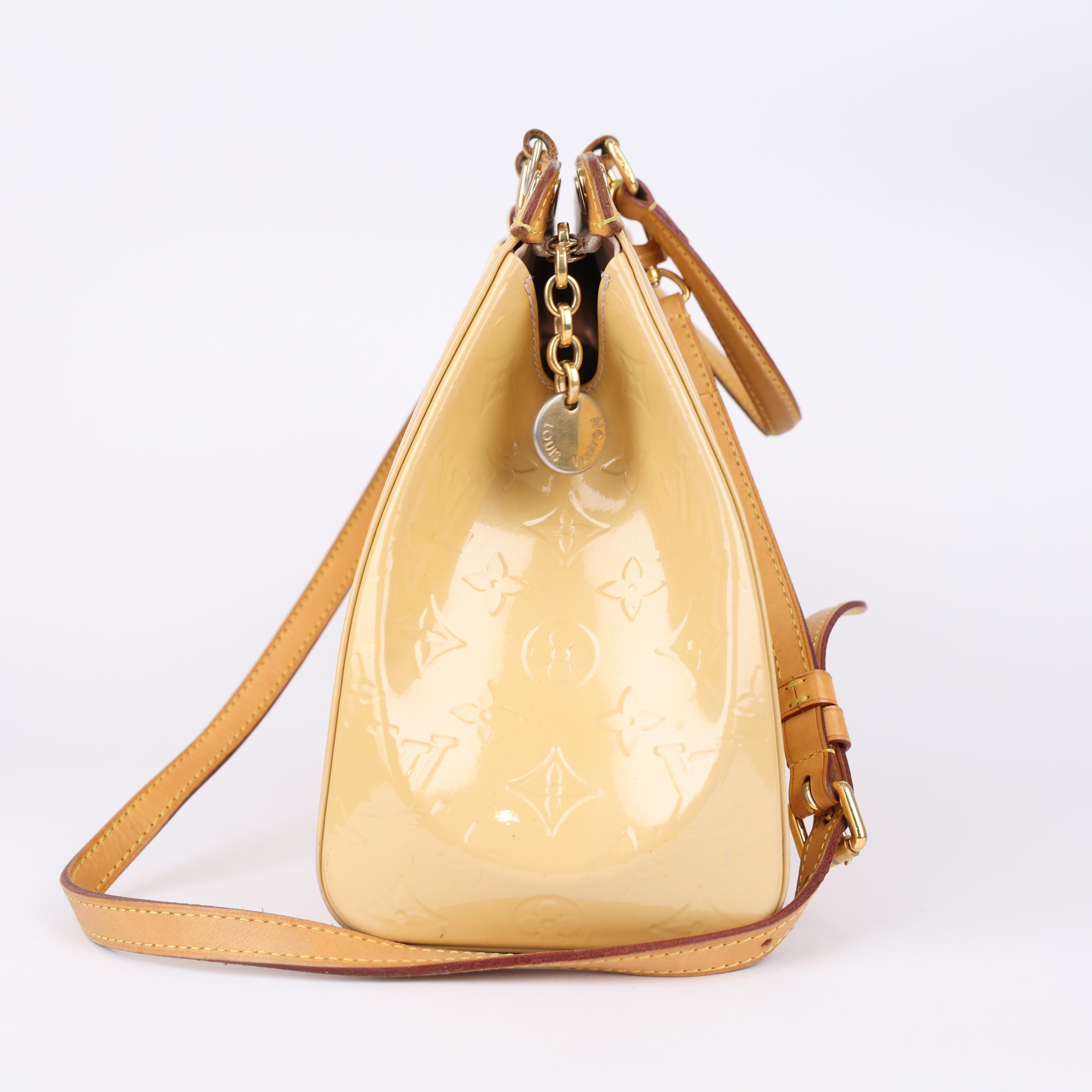 Louis Vuitton Brea MM Yellow Monogram Vernis Leather Tote- Pre Owned