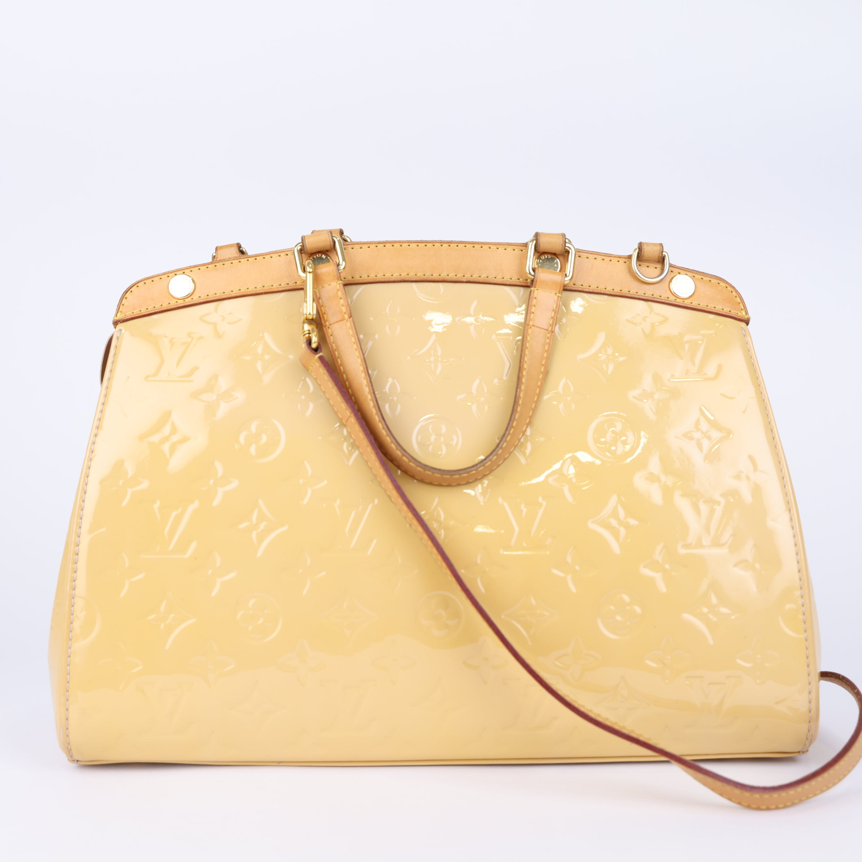 Louis Vuitton Brea MM Yellow Monogram Vernis Leather Tote- Pre Owned