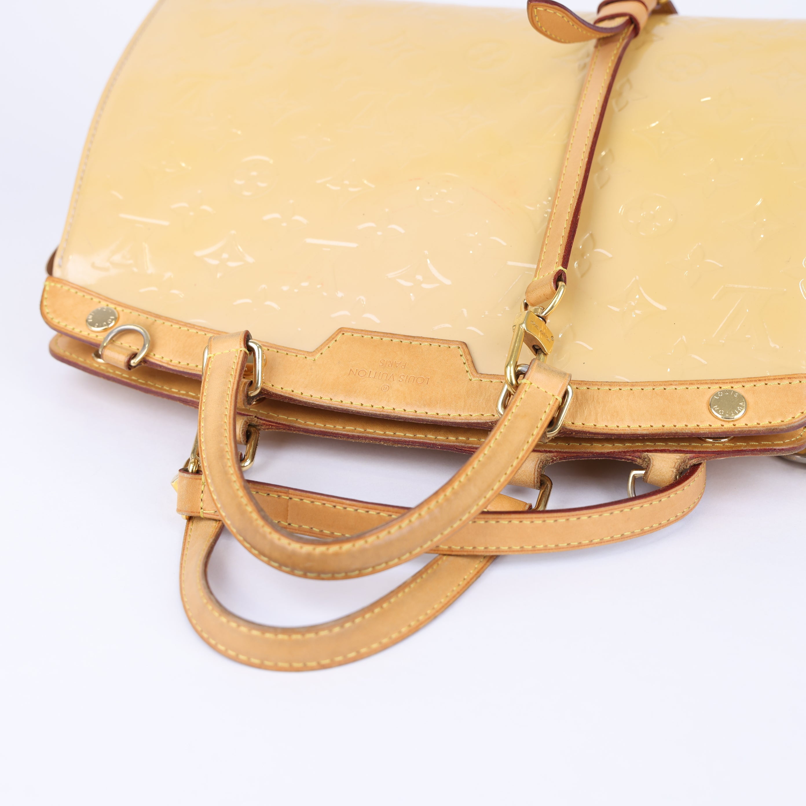 Louis Vuitton Brea MM Yellow Monogram Vernis Leather Tote- Pre Owned