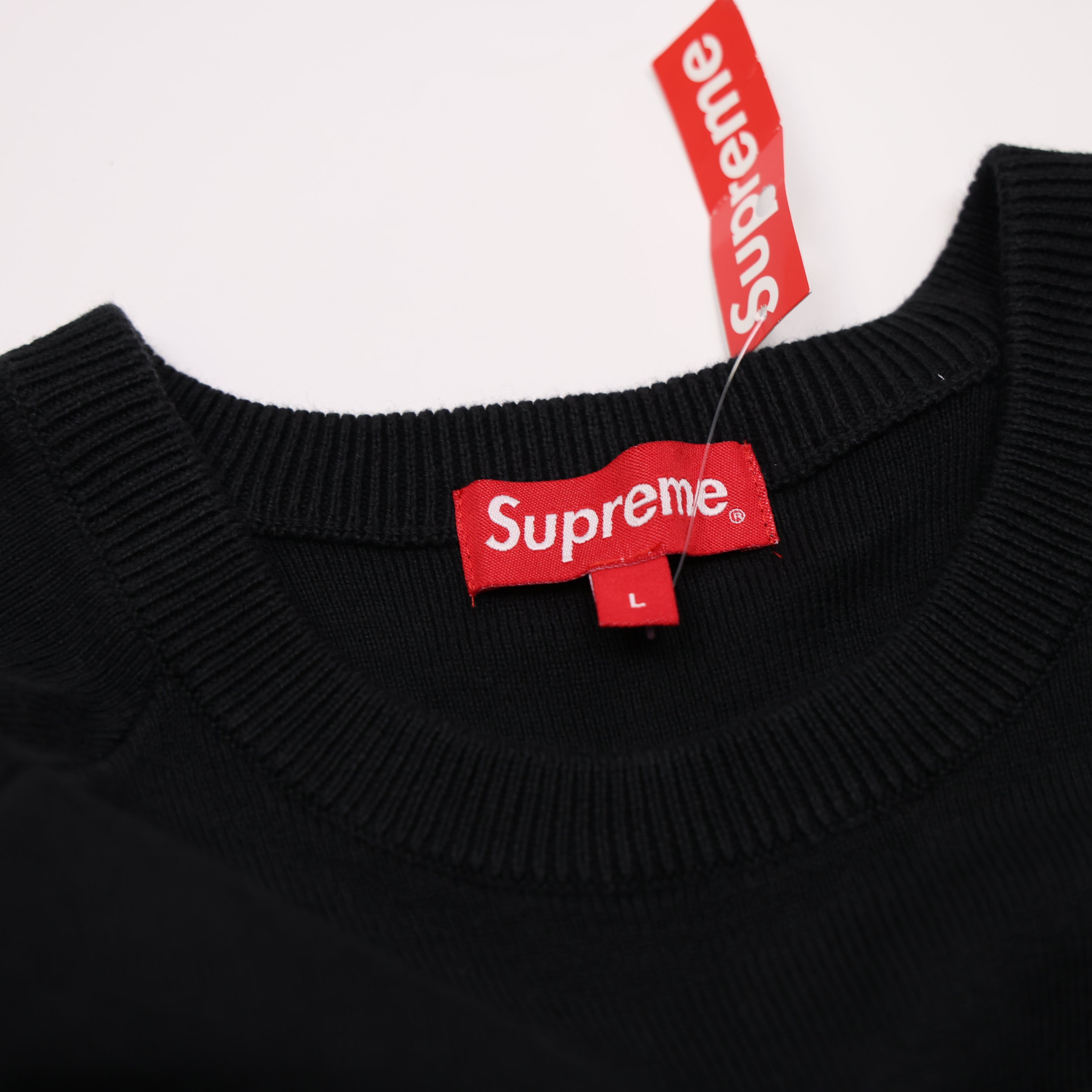 J0942 Supreme Striped Raglan Sweater Black Men's SIZE L SS18- Pre Owned