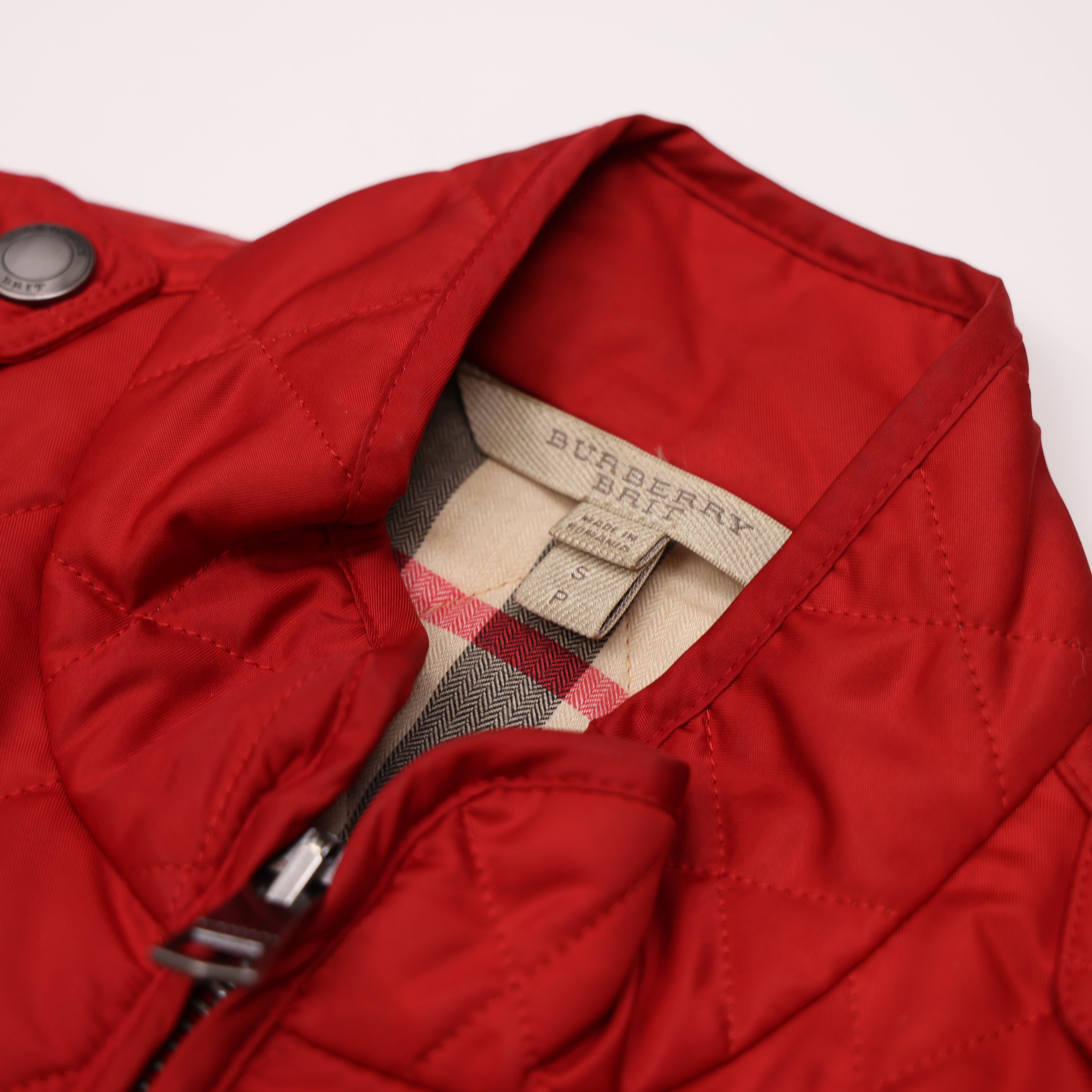 Burberry London Red Diamond Quilted Jacket Size S- Pre Owned
