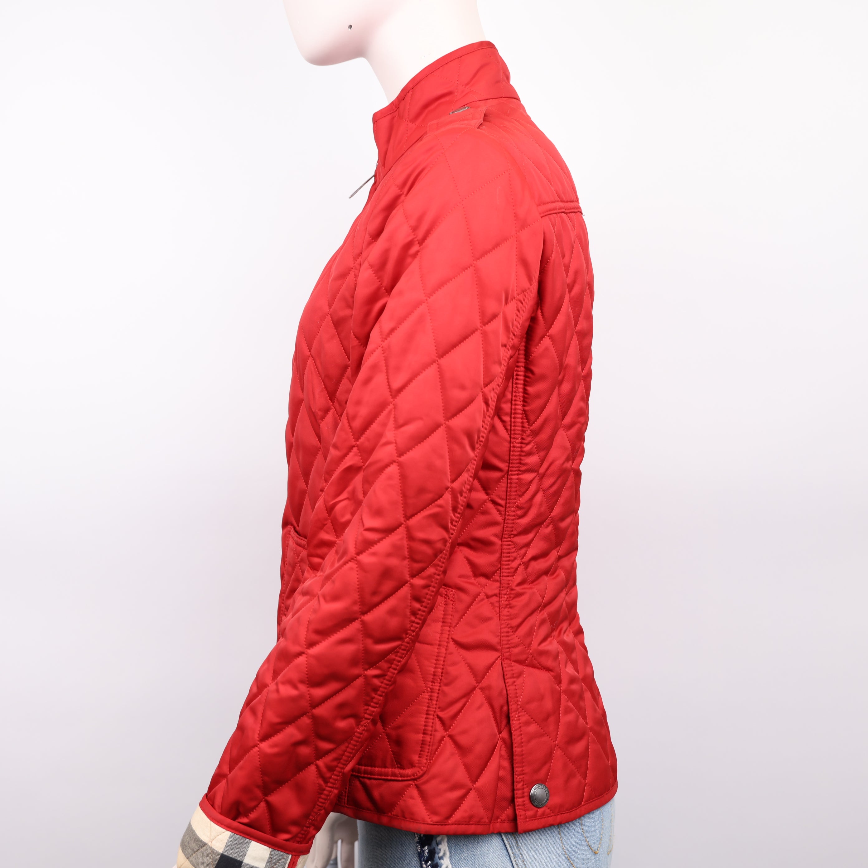Burberry London Red Diamond Quilted Jacket Size S- Pre Owned
