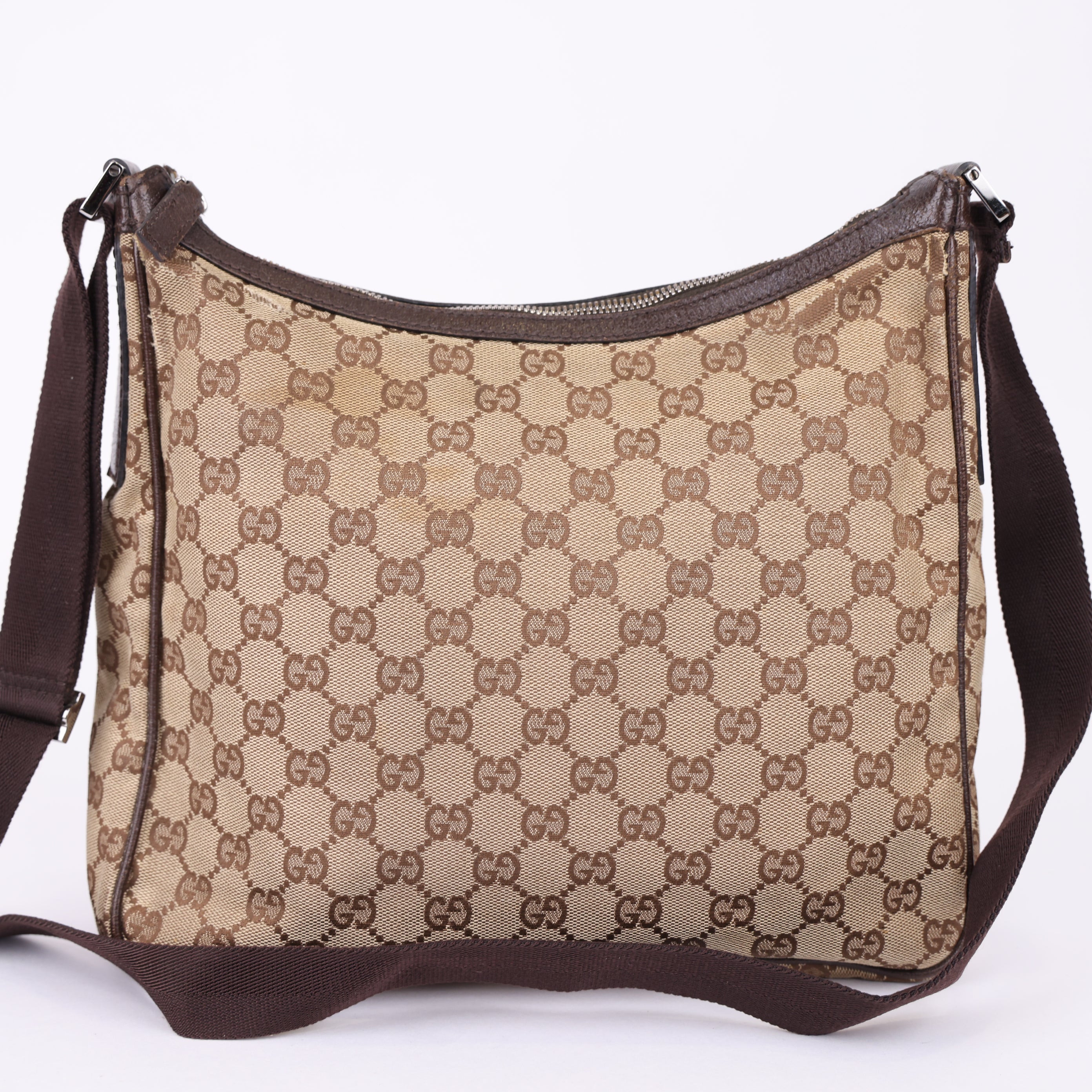 J0965 GUCCI GG Canvas Shoulder Bag Beige- Pre Owned
