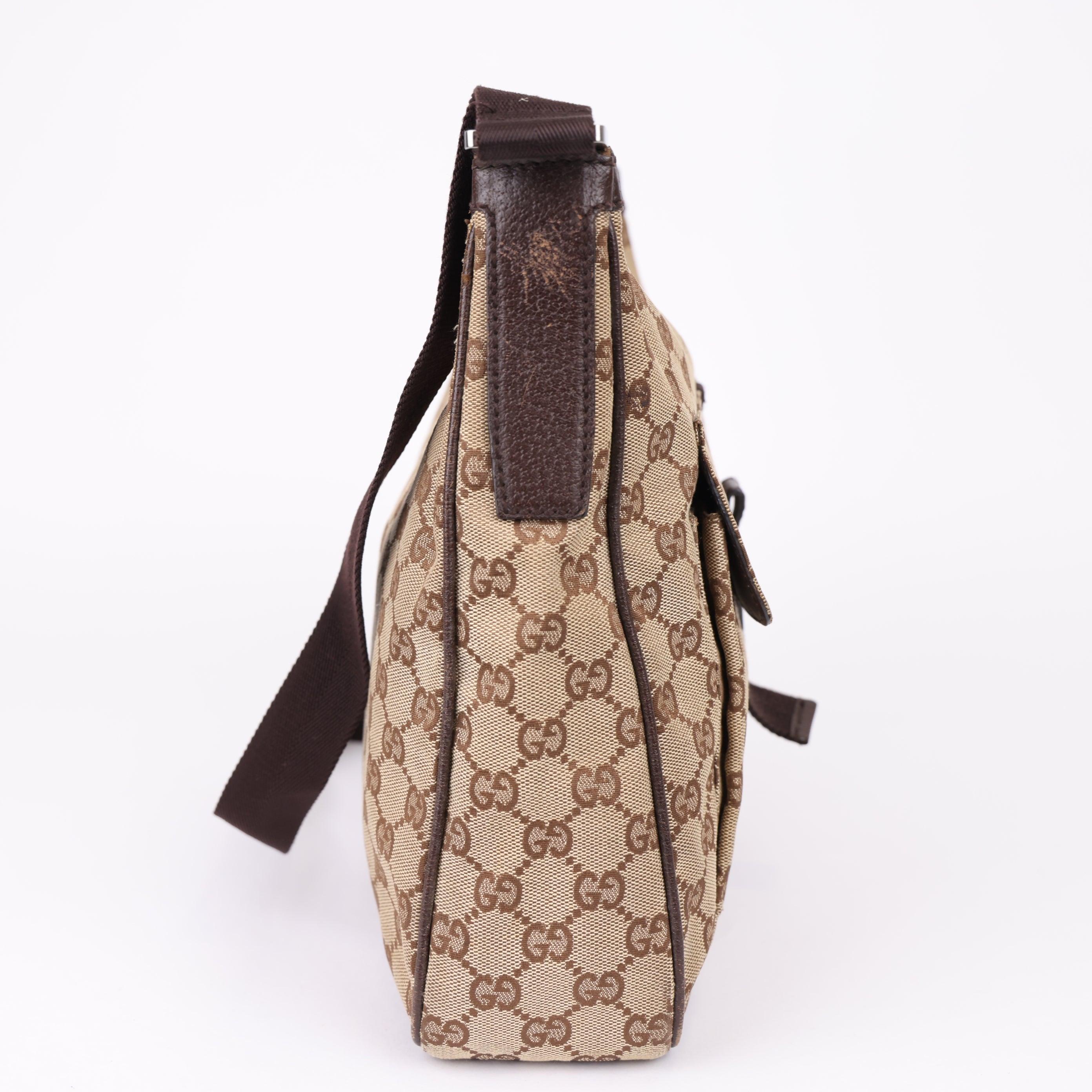 J0965 GUCCI GG Canvas Shoulder Bag Beige- Pre Owned