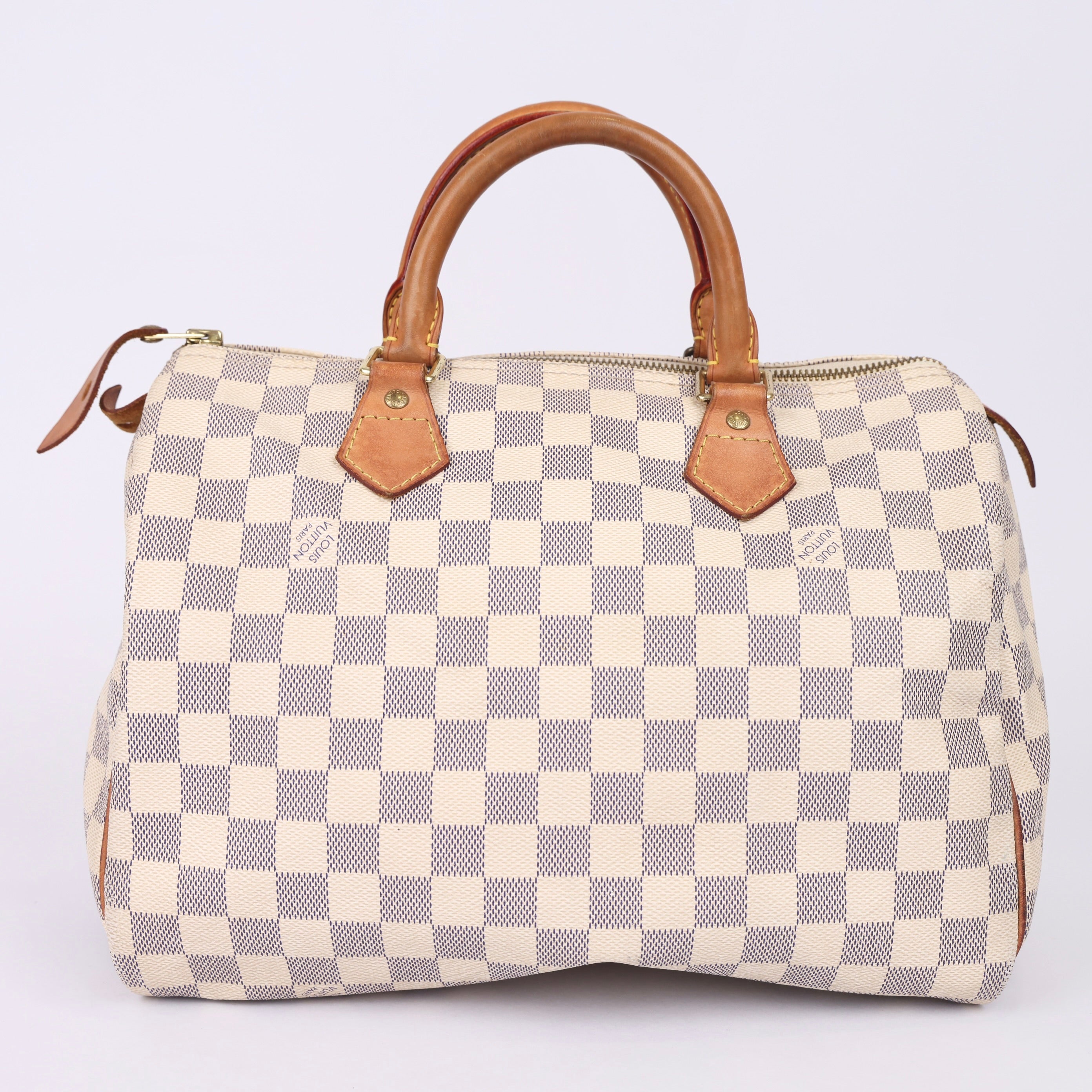 J0966 Louis Vuitton Speedy Handbag Damier 30 White- Pre Owned