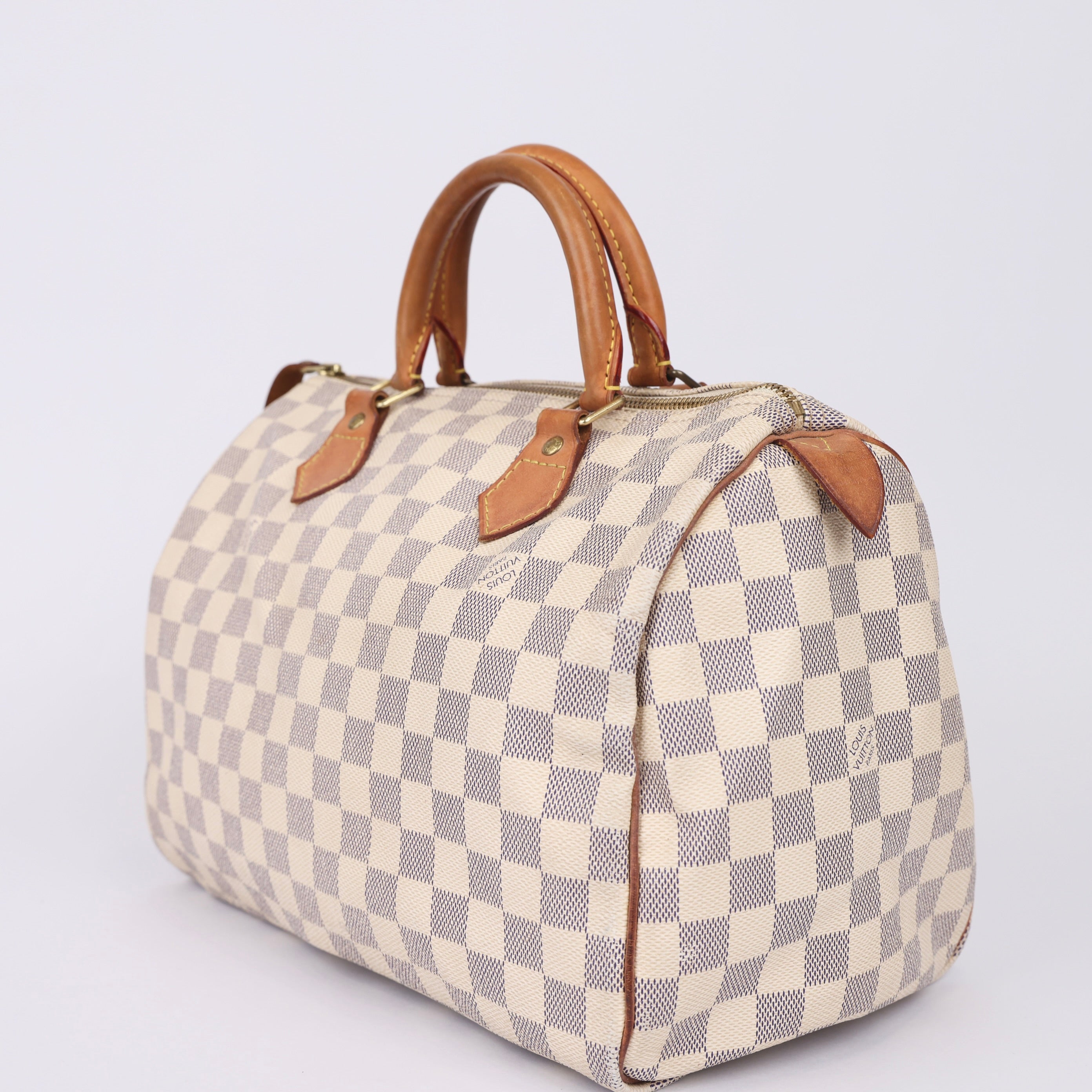J0966 Louis Vuitton Speedy Handbag Damier 30 White- Pre Owned
