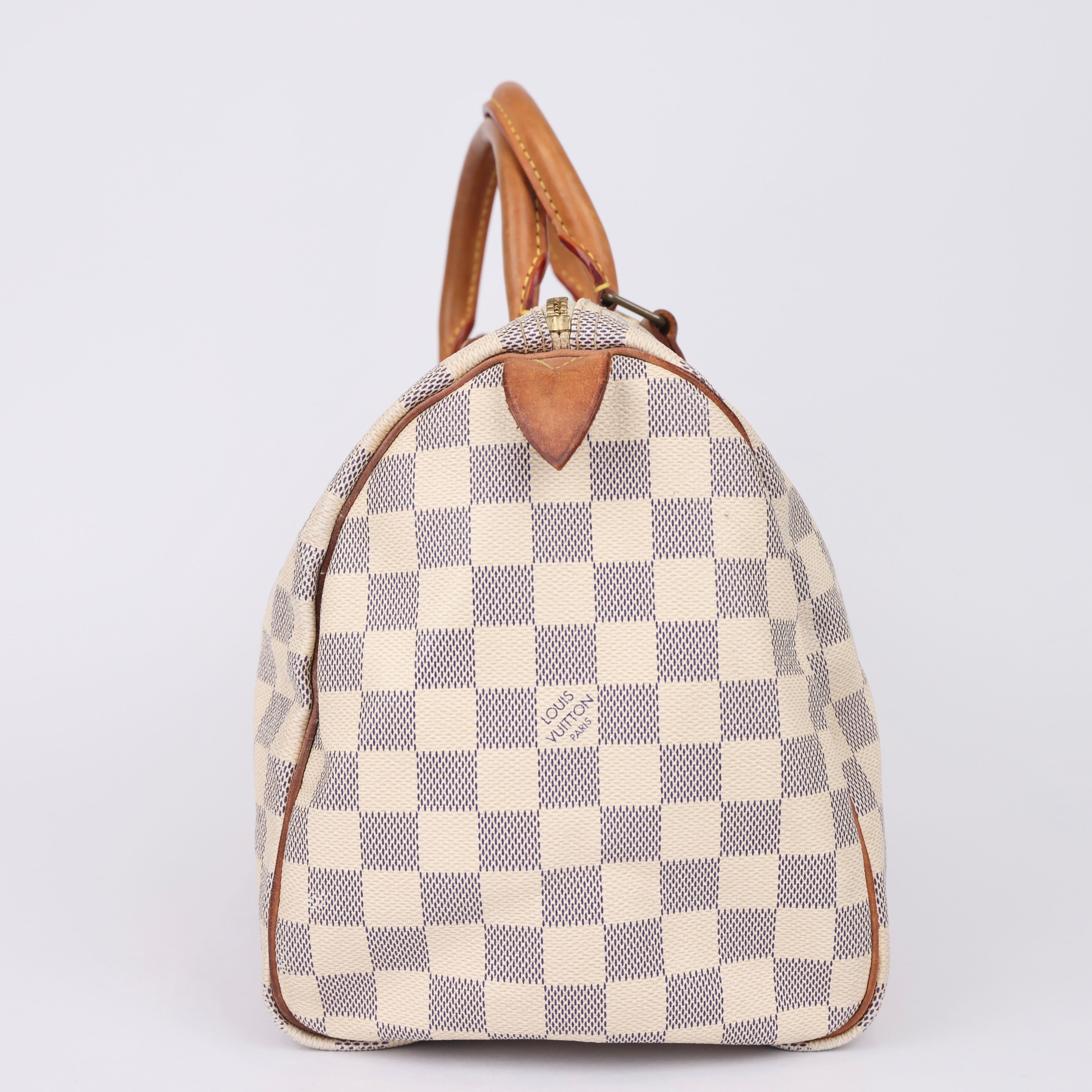 J0966 Louis Vuitton Speedy Handbag Damier 30 White- Pre Owned