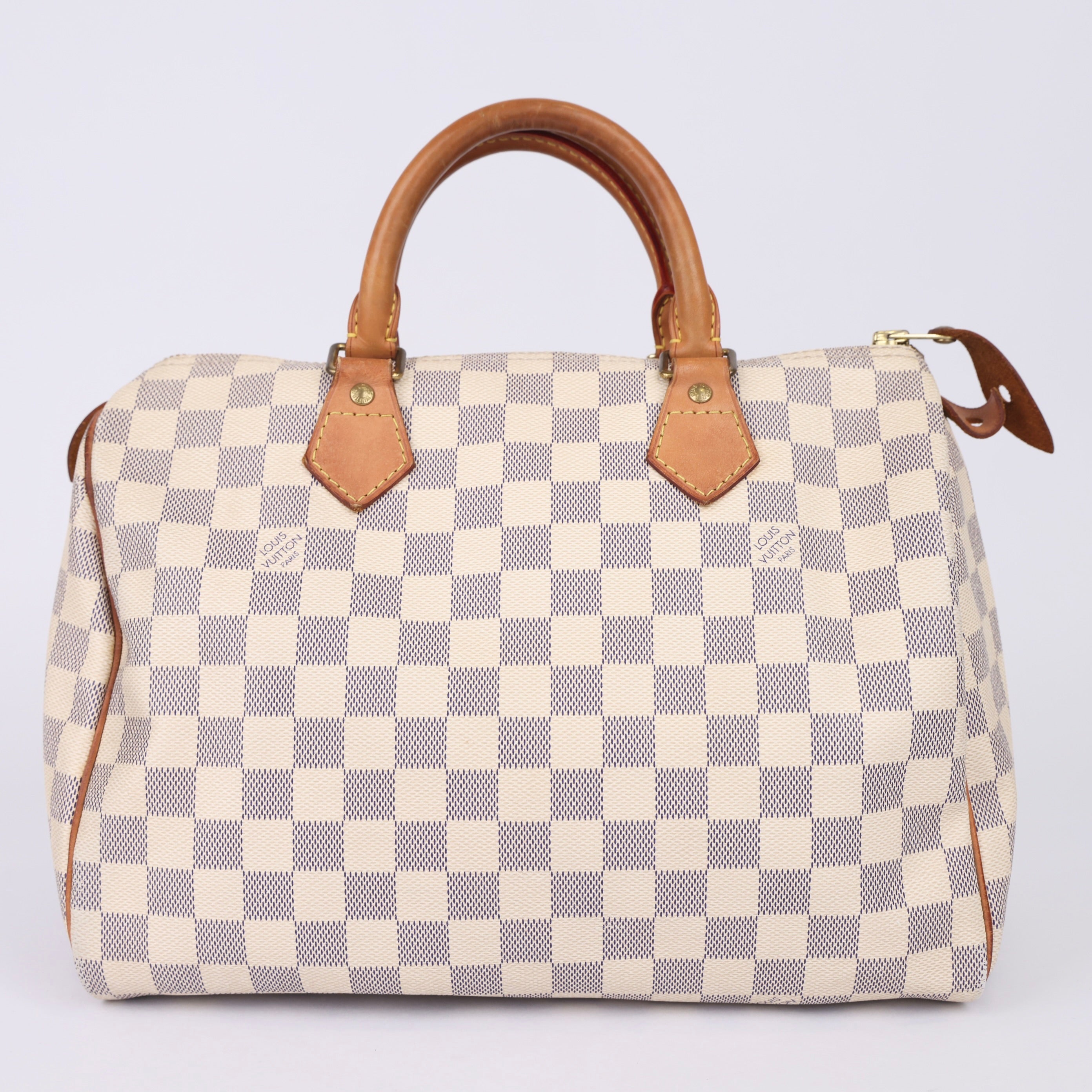 J0966 Louis Vuitton Speedy Handbag Damier 30 White- Pre Owned