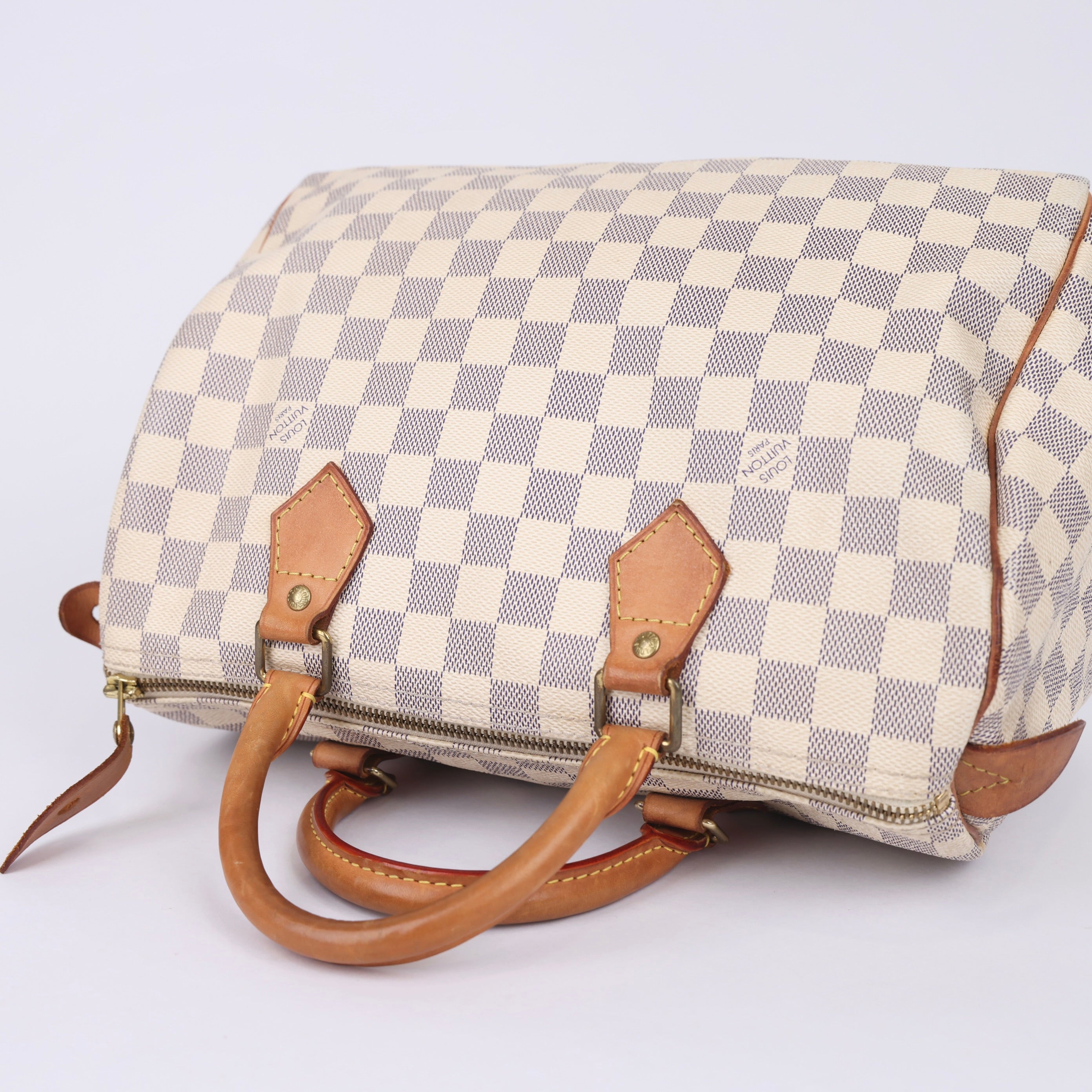 J0966 Louis Vuitton Speedy Handbag Damier 30 White- Pre Owned