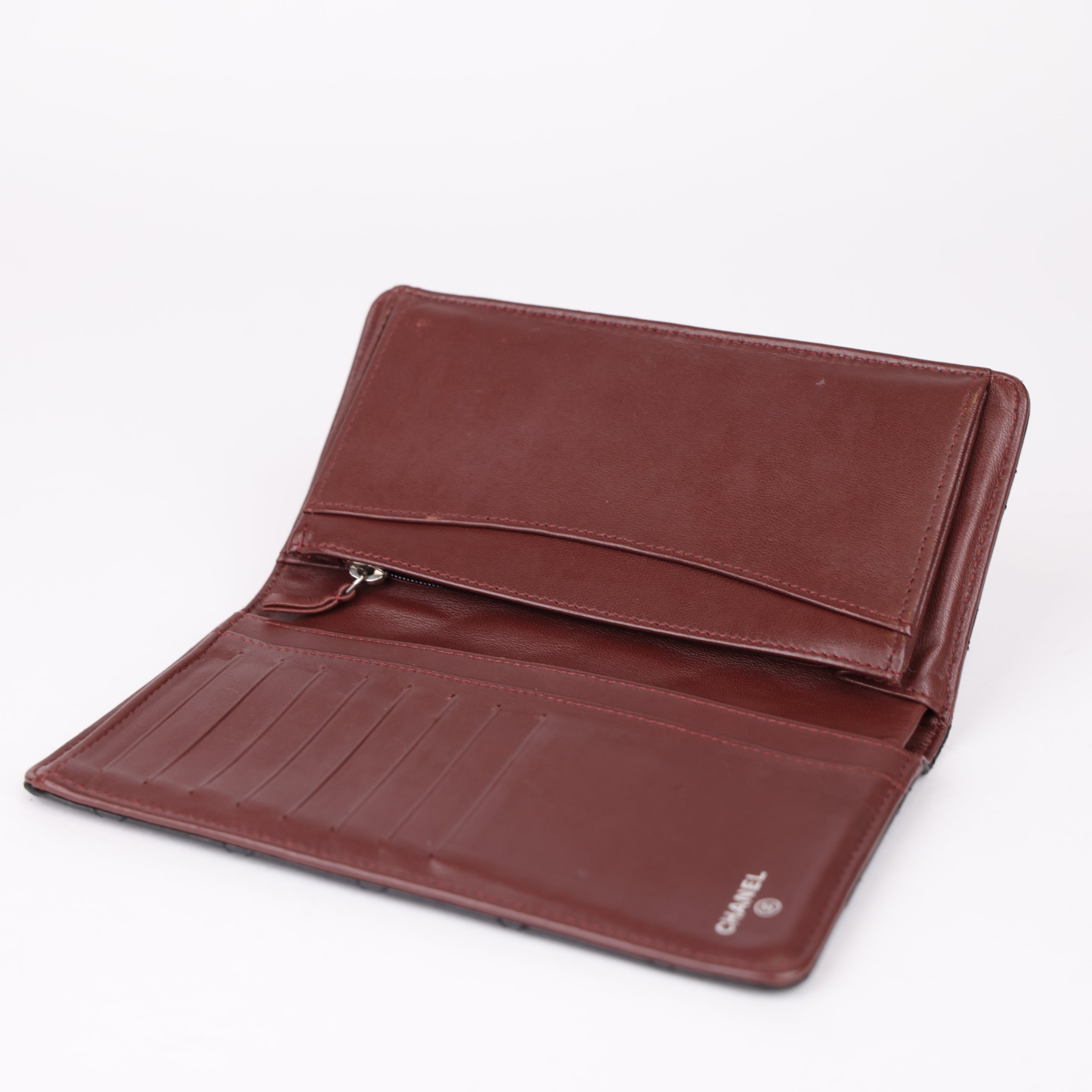 J0975 Chanel Black Lambskin Long Flap Wallet- Pre Owned